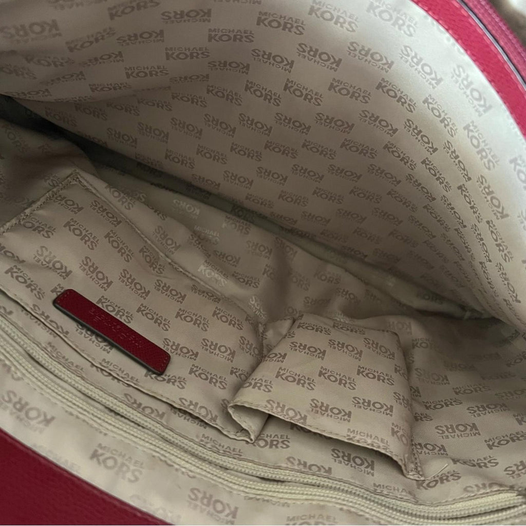 Michael Kors Red Leather Tote Bag in Burgundy, Retail $348