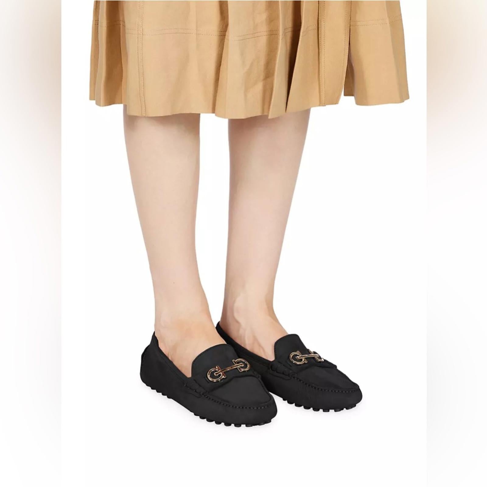 Salvatore Ferragamo Odilia Nubuck Driving Loafers, Black Size 8 EXCELLENT!