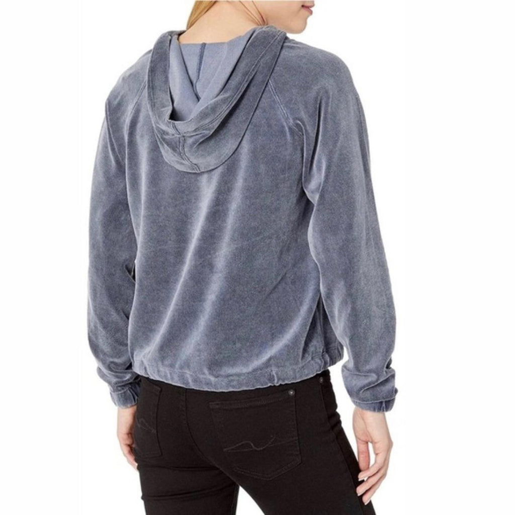 Jessica Simpson Velour Hoodie Sweatshirt in Bluish Grey, Size L New w/Tag