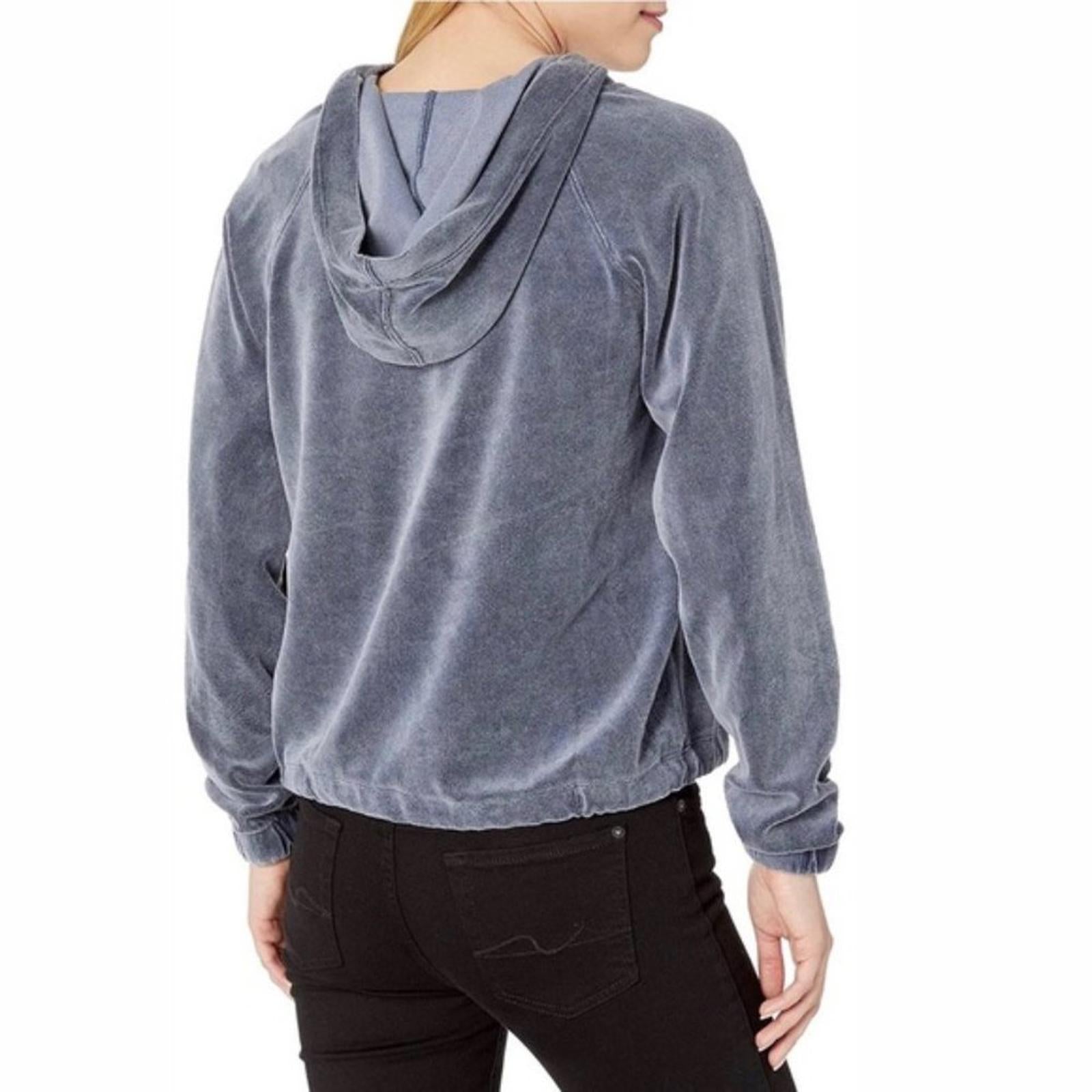 Jessica Simpson Velour Hoodie Sweatshirt in Bluish Grey, Size L New w/Tag