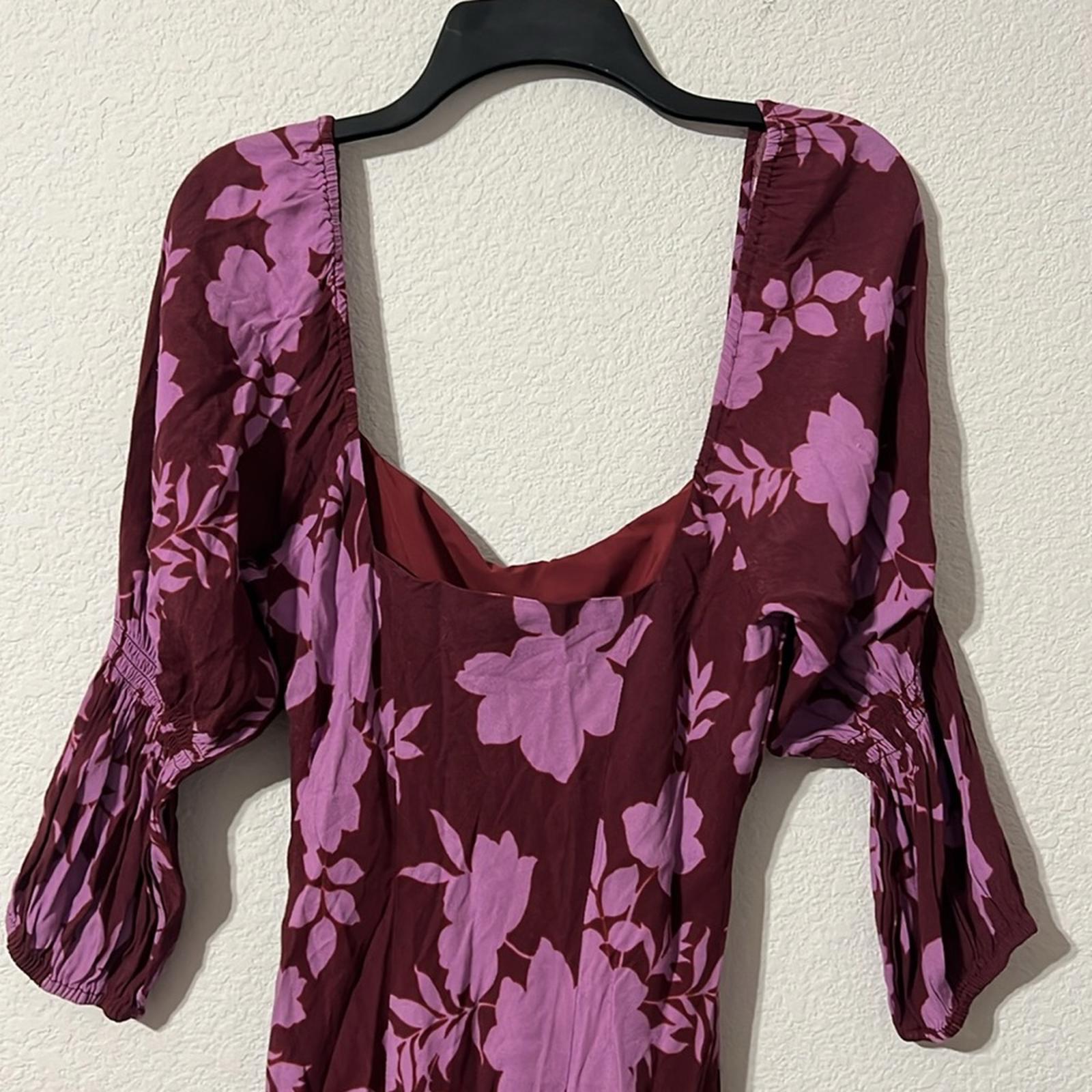 Peter Som x RTR Floral Midi Square-Neck Dress, Size 2