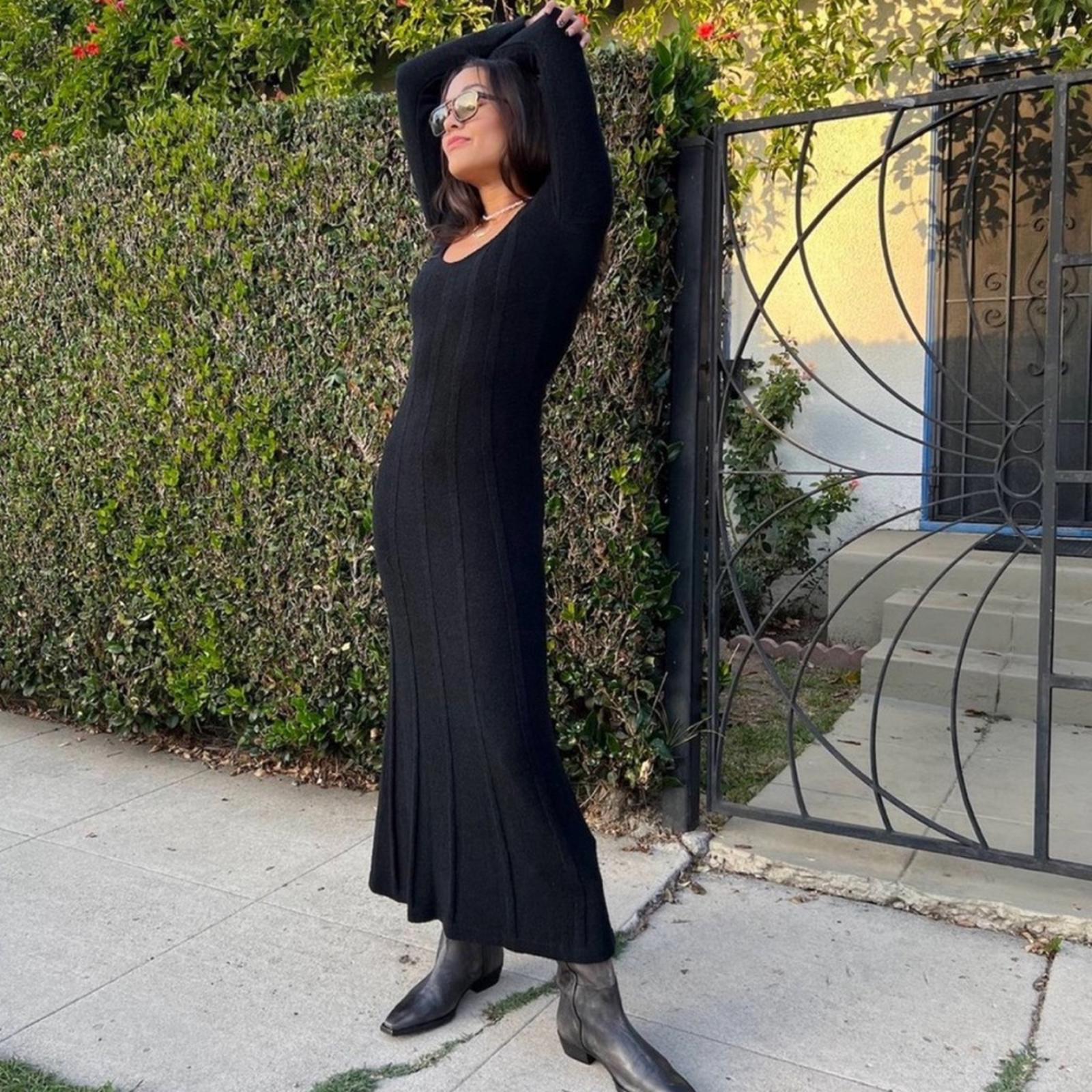 WhoWhatWear Evelyne Seamed Midi Dress, Coal Size M New w/Tag Retail $155