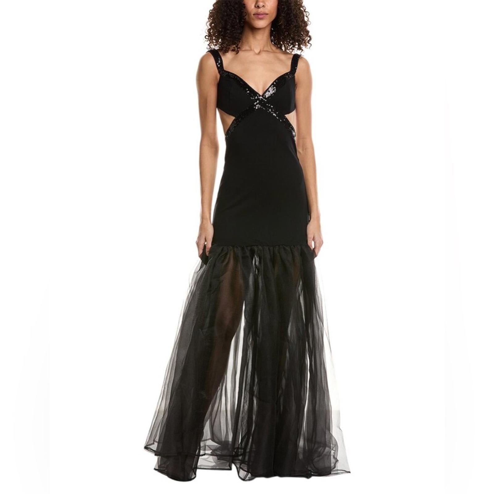 STAUD Emmaline Off-the-Shoulder Cut-Out Dress in Black, NWT, Size S
