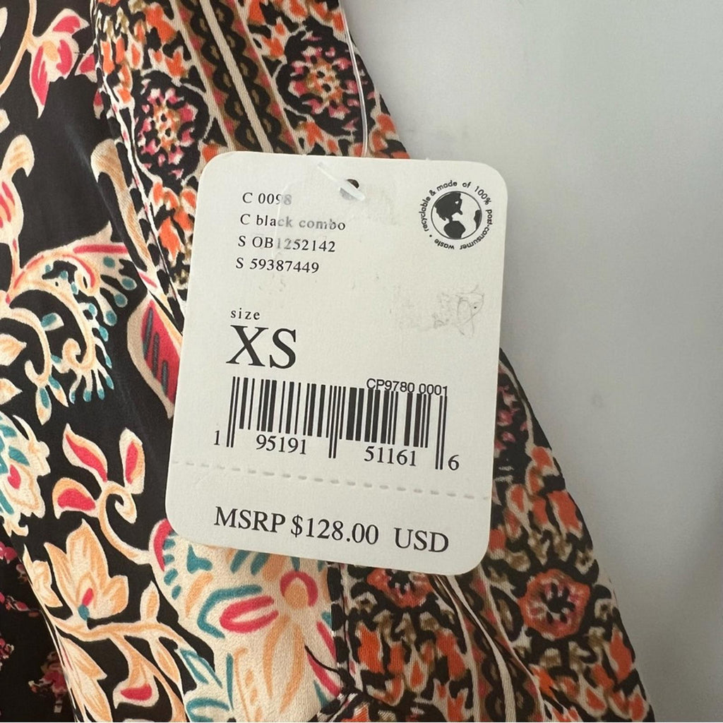 NEW Free People Stevie Printed Tunic-Black, Size XS New w/Tag Retail $128