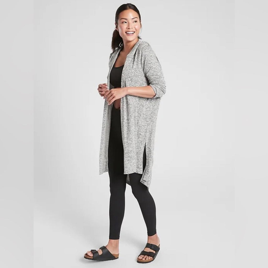 Athleta Harmony Wrap Hooded Cardigan Sweater in Heather Grey, Size XXS EXCELLENT