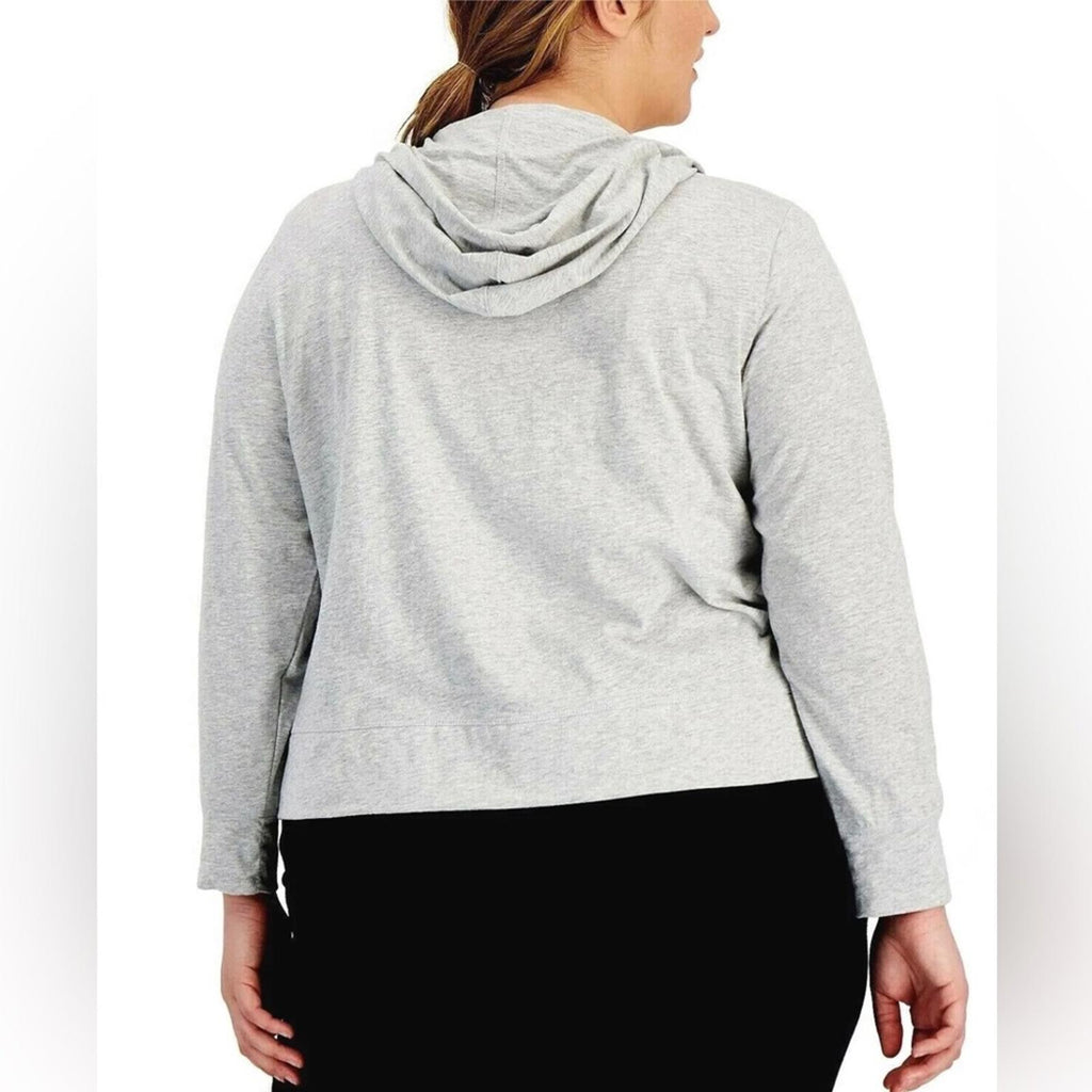 ID Ideology Retro Recycled Full Zip Jacket Heather Grey Whisper Plus Size 2X NWT