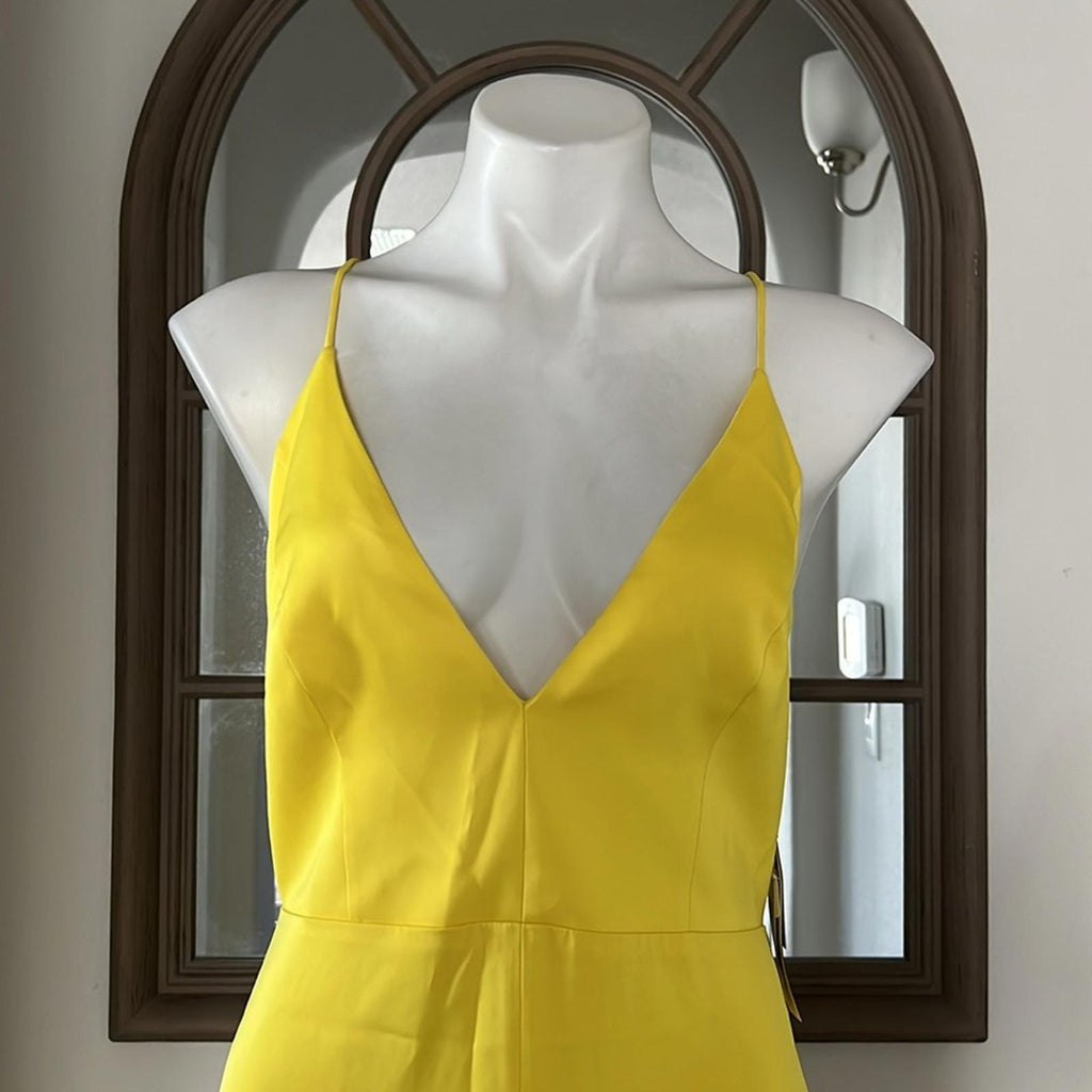 Aidan Mattox V-Neck Mermaid Gown, Evening Dress in Lemon Size 10 NWT $295