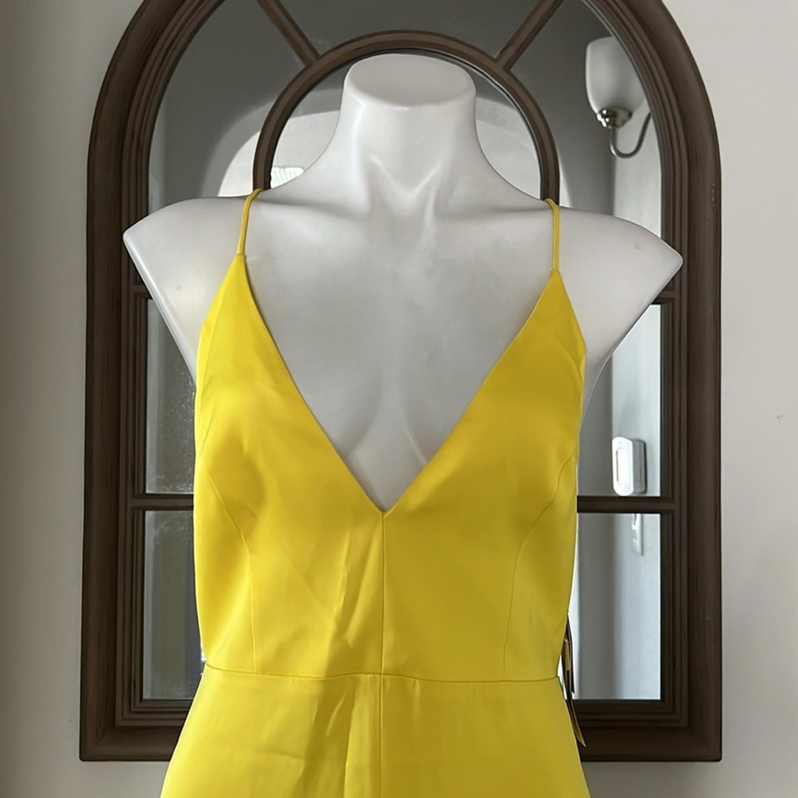 Aidan Mattox V-Neck Mermaid Gown, Evening Dress in Lemon Size 10 NWT $295