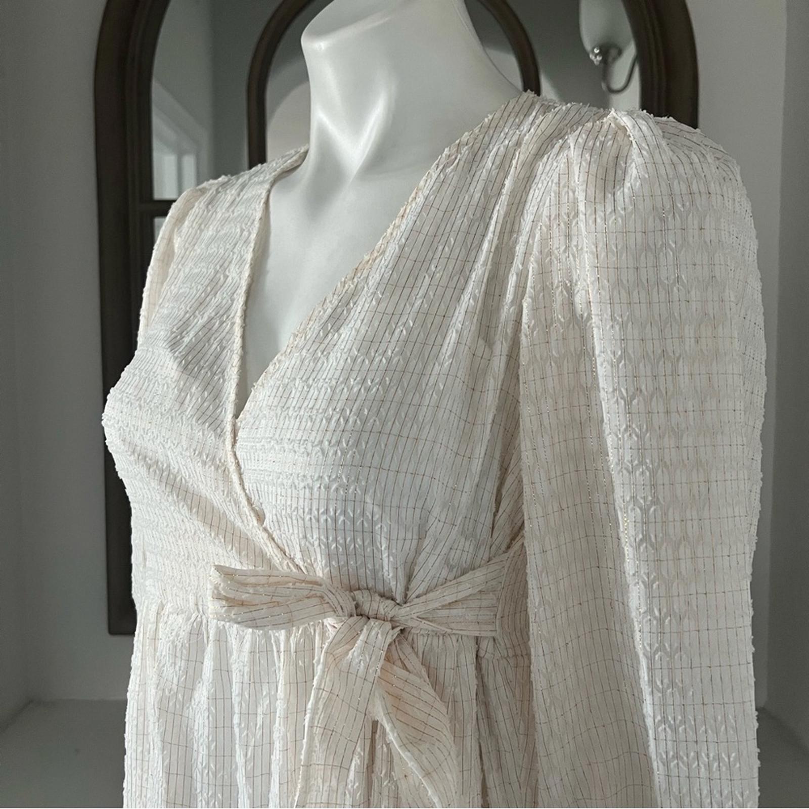NWT Calvin Klein Side-Tie Belt Pinstripe Tiered Dress, Petite Size 6 Retail $134