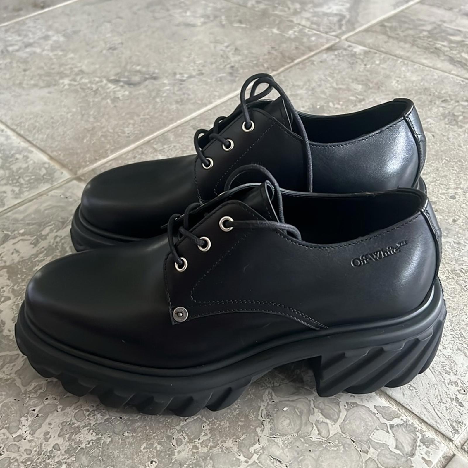 Off-White Men’s Exploration Derby Lug Sole Shoes in Black, NWT, Size 43