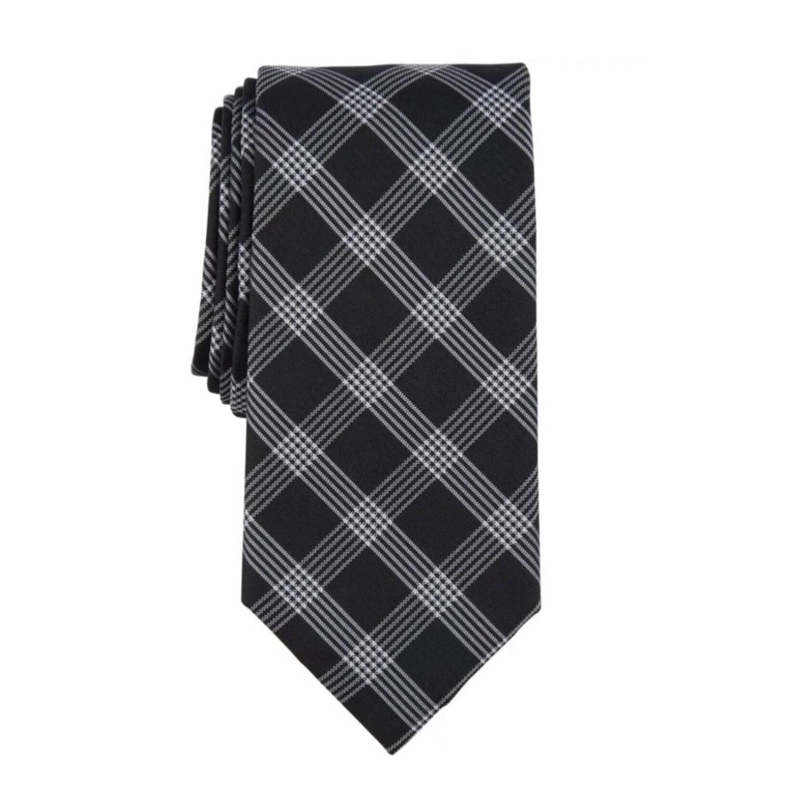 Michael Kors Men's Lombard Check Tie in Black/White Plaid, One Size, NWT