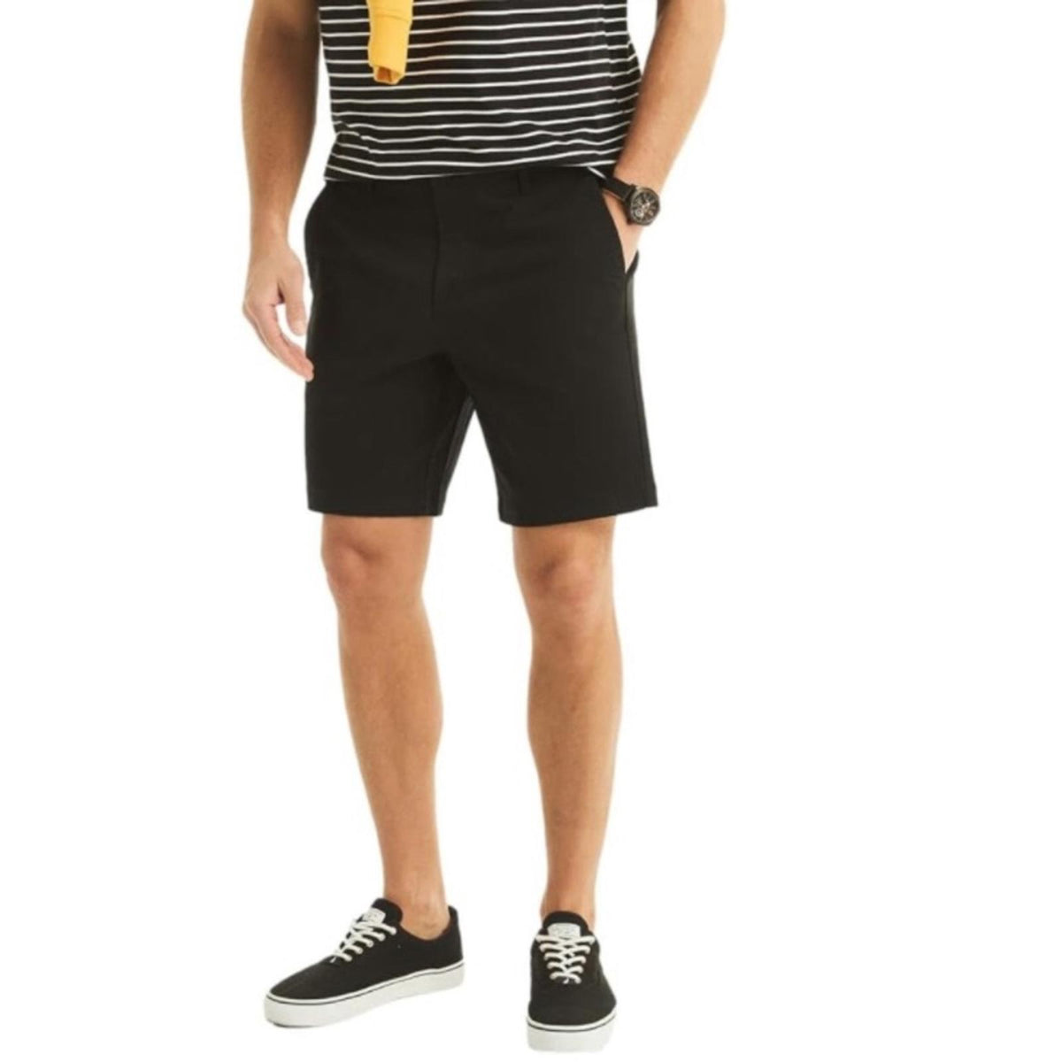 Nautica Flat Front True Khaki Shorts in Black, Size 46W New w/Tag