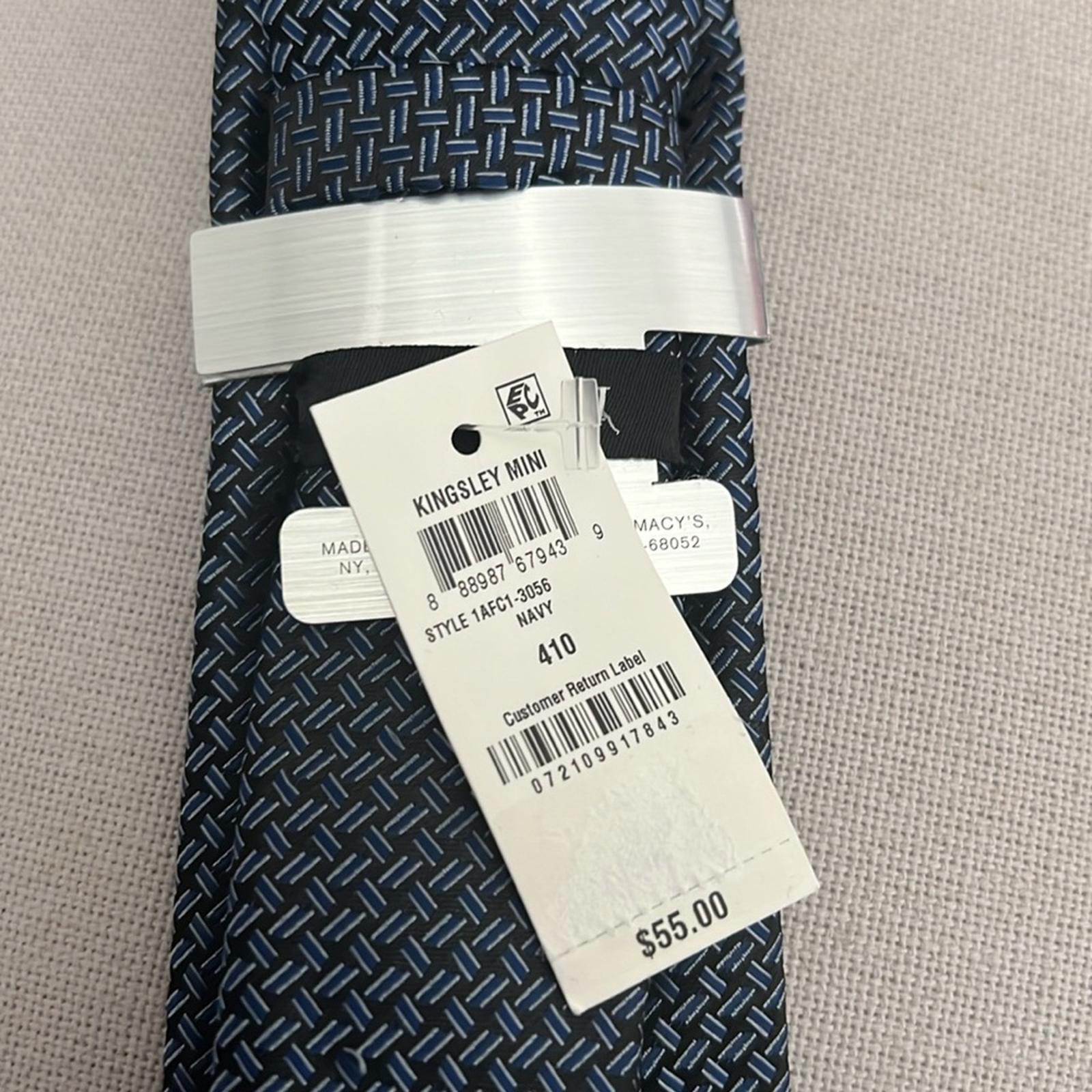 ALFANI Silk Kingsley Printed Tie, Navy New w/Tag
