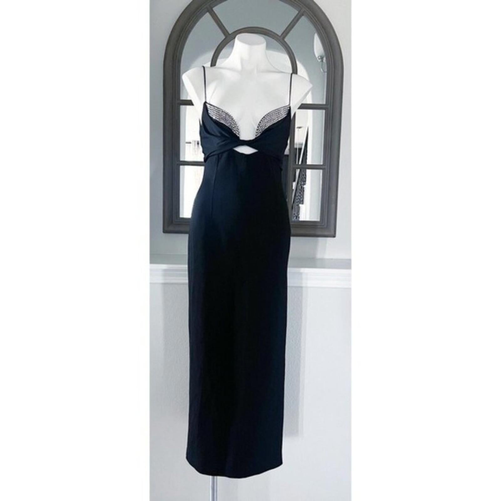 Galvan London Crystal Bustier Dress in Black Size US10 FR42 UK10 NEW w/Tag $1895