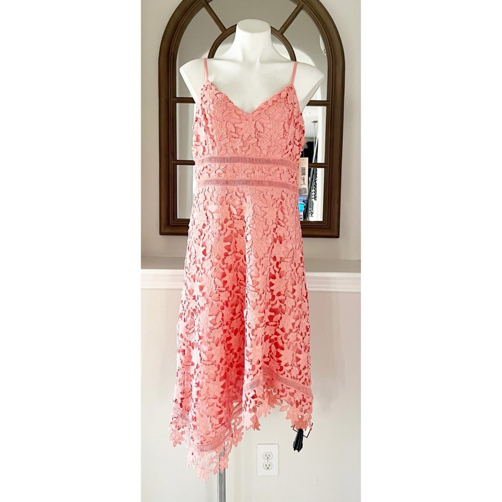 Eliza J. Asymmetric Hem Lace Dress in Pink, Size 12 New w/Tag