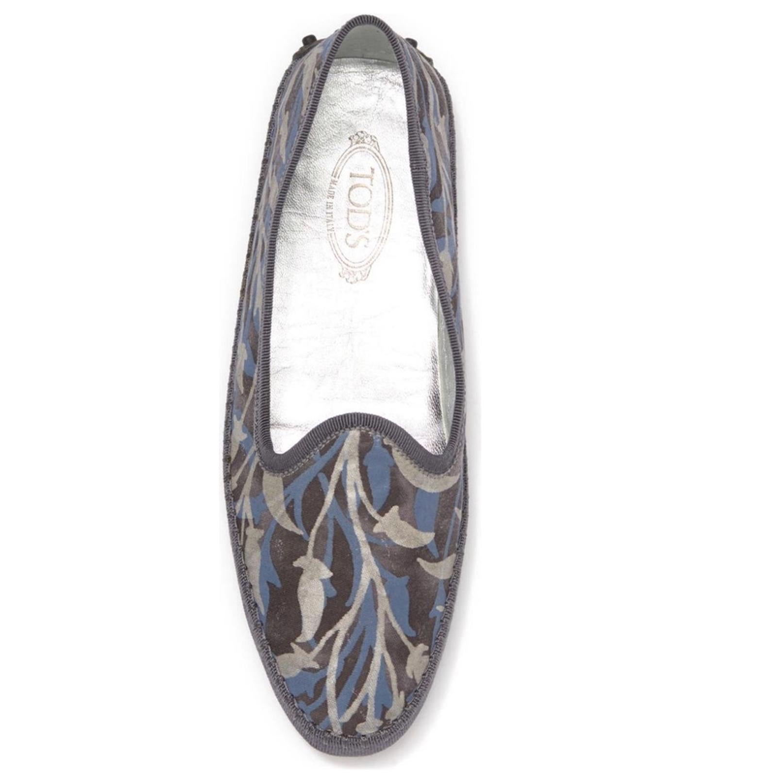 Tod’s Tess Patterned Slip-On Flats, Antracite Size EU 37.5 New in Box +DustBag