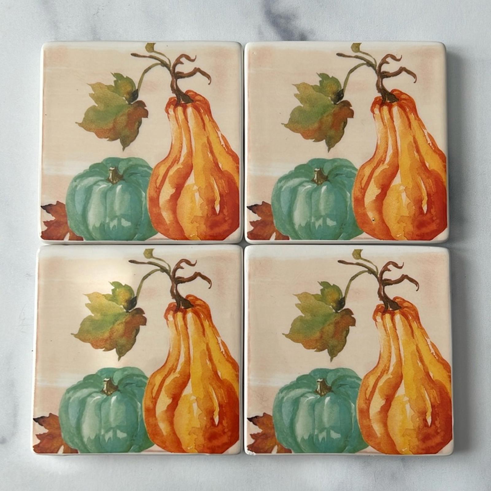 Thanksgiving Party Coaster Set of 4, New w/Tag