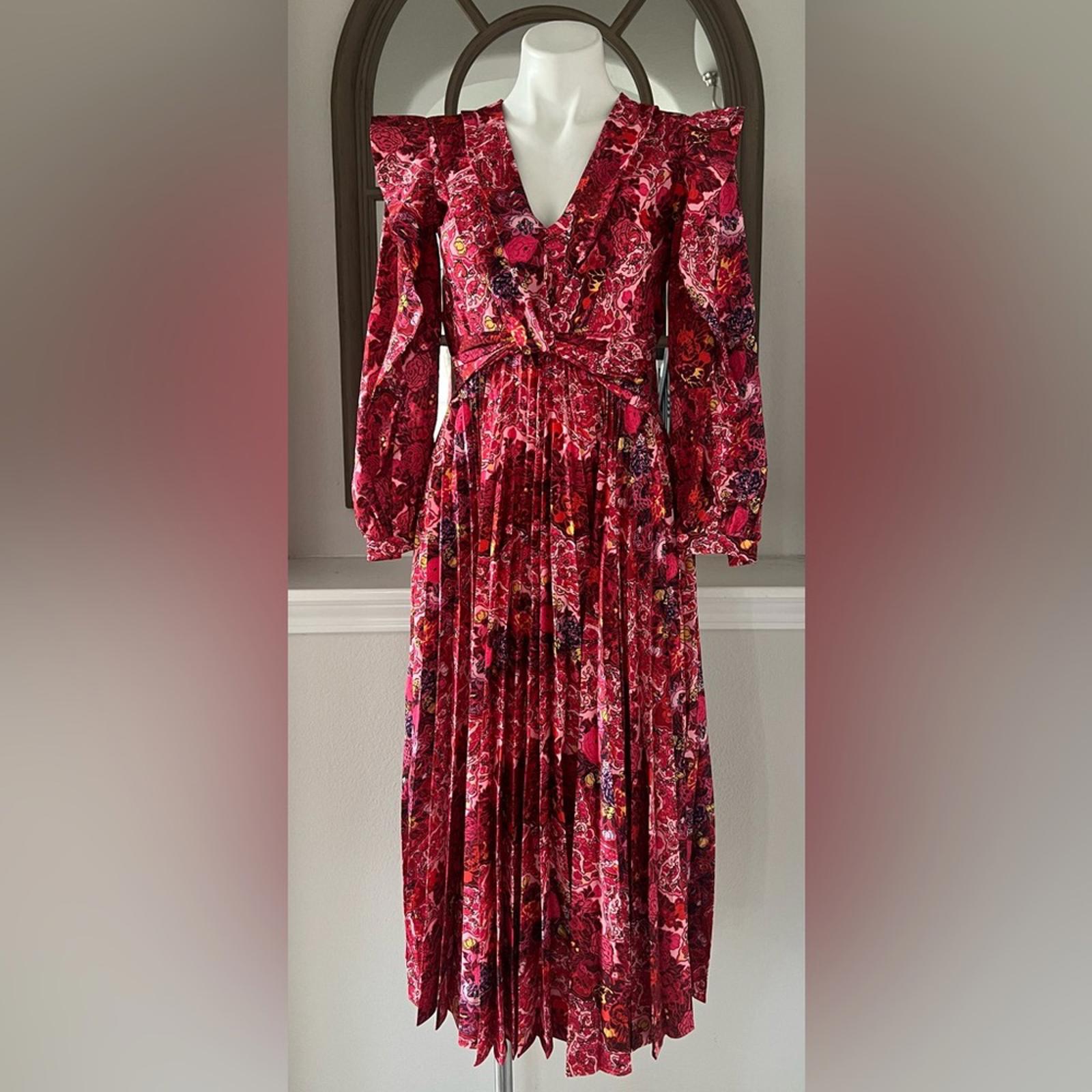 Derek Lam 10 Crosby Chrishelle Pleated Midi Dress, Red Size 0 New wTag SOLD OUT!
