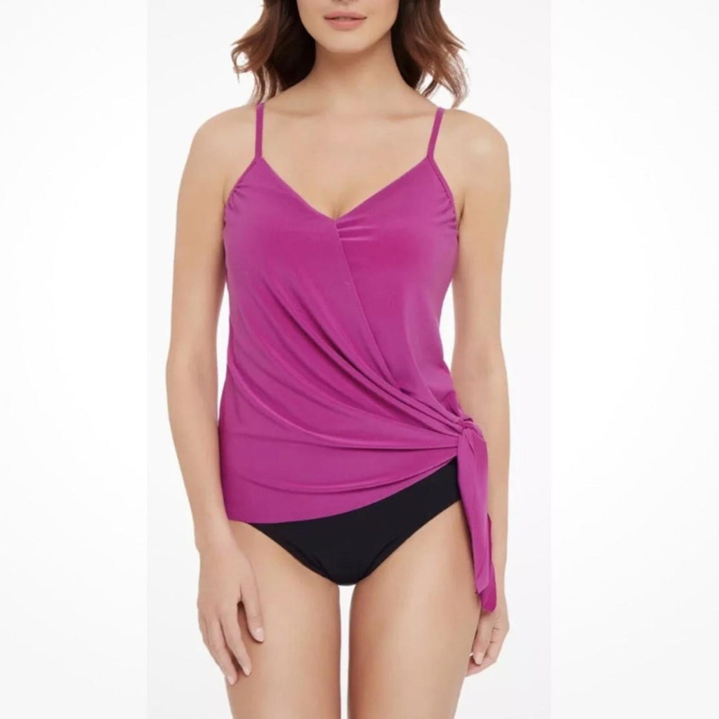 Magicsuit Winnie Asymmetric-Hem Tankini Top, Hibiscus Pink, Size 16 NWT
