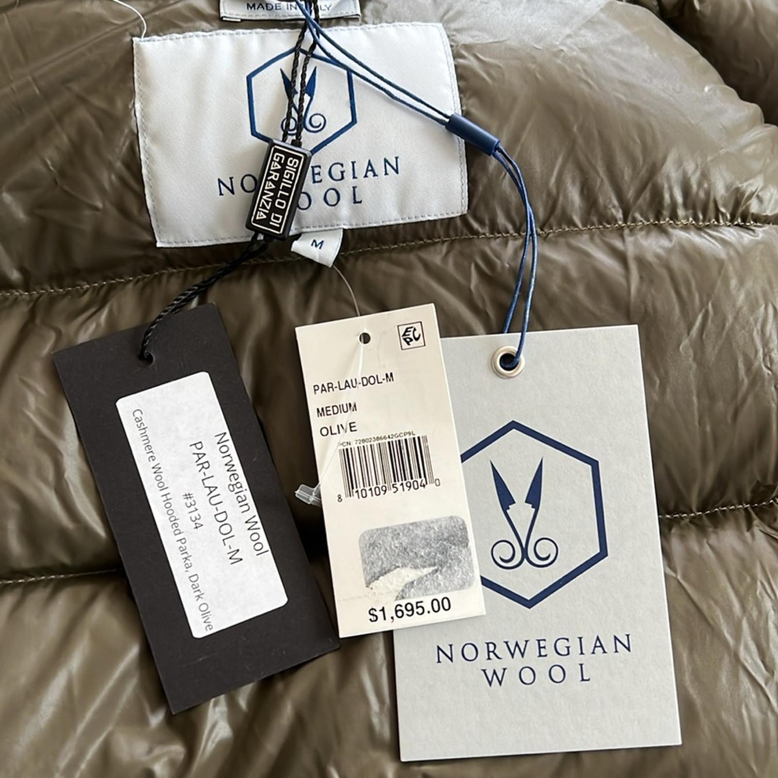 Norwegian Wool Cashmere Wool Hooded Down Parka, No Belt, Size M NWT $1,695