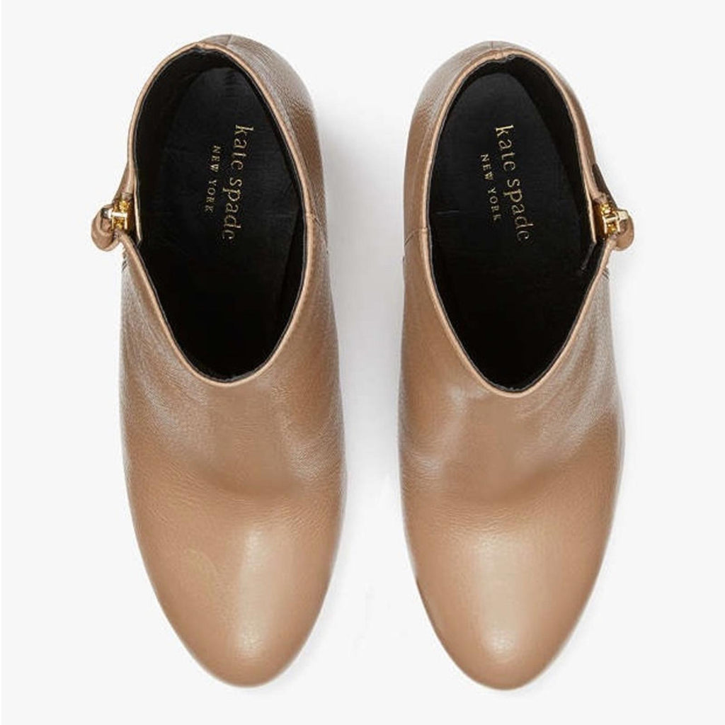 Kate Spade Knott Zip Booties, Light Fawn Pebble Calf Leather Size 11 New in Box