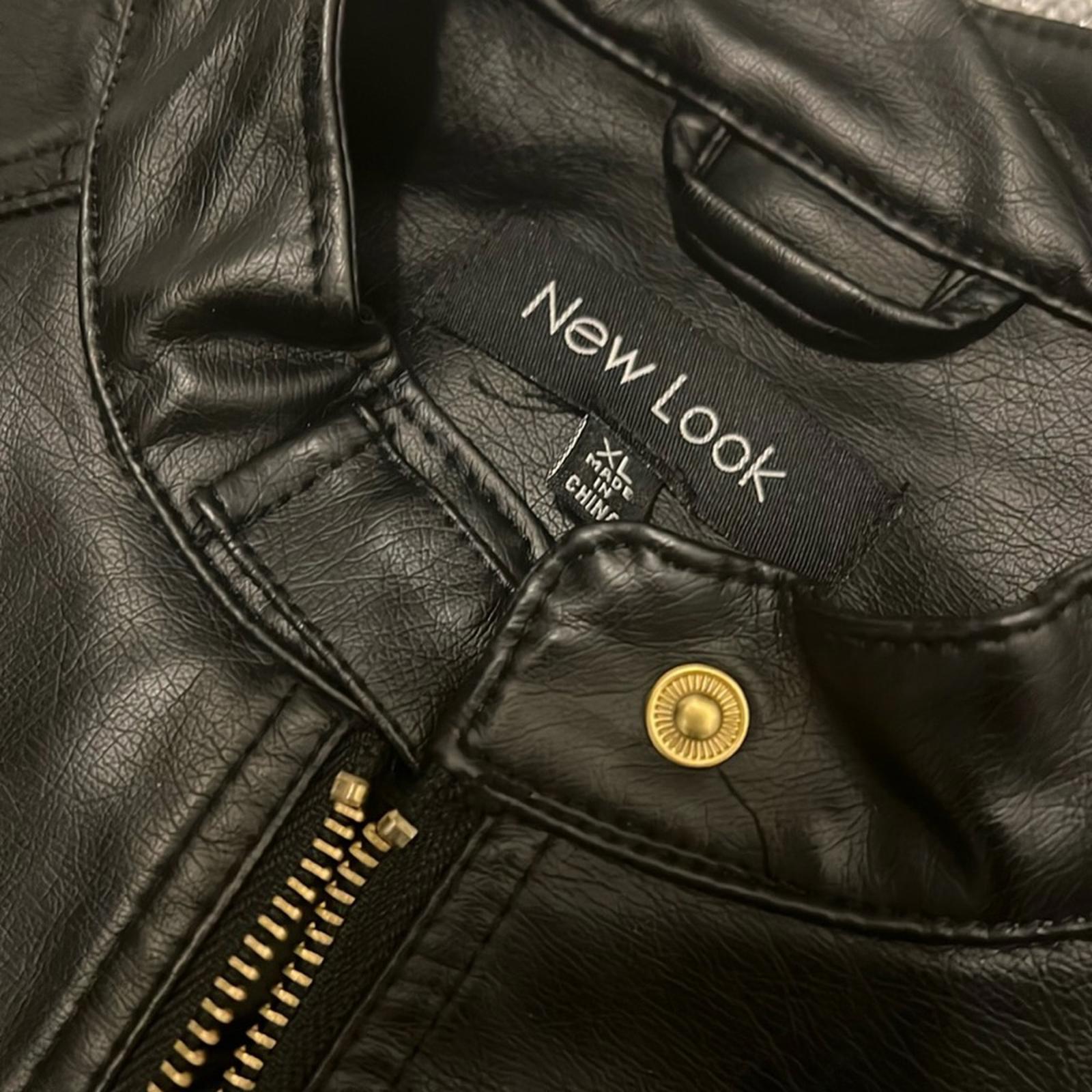 NEW LOOK Faux Leather Jacket in Black+Gold Tone Hardware, Size XL  New w/o Tag