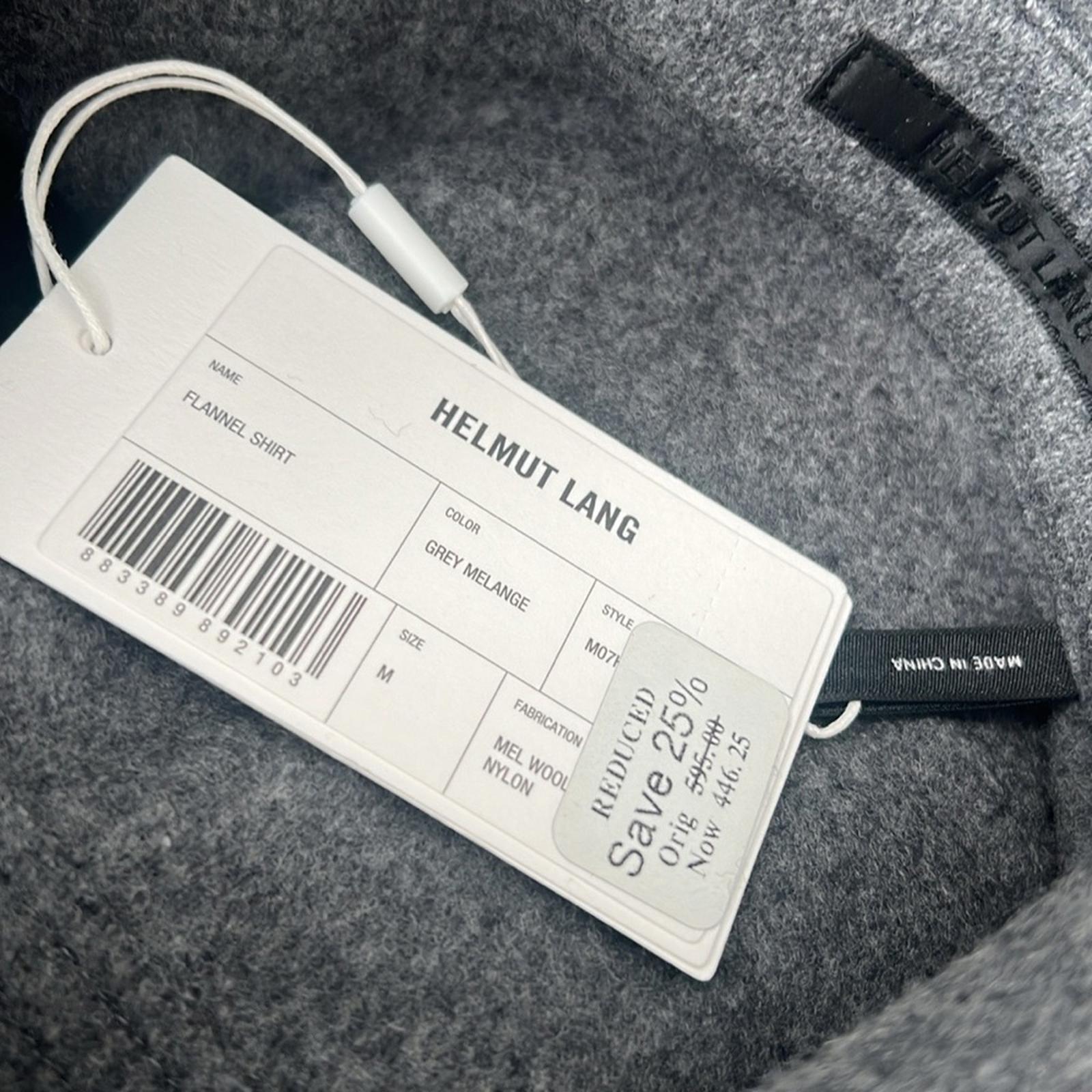 Helmut Lang Wool-Blend Flannel Shirt in Grey Melange, Size M New w/ Tag $595
