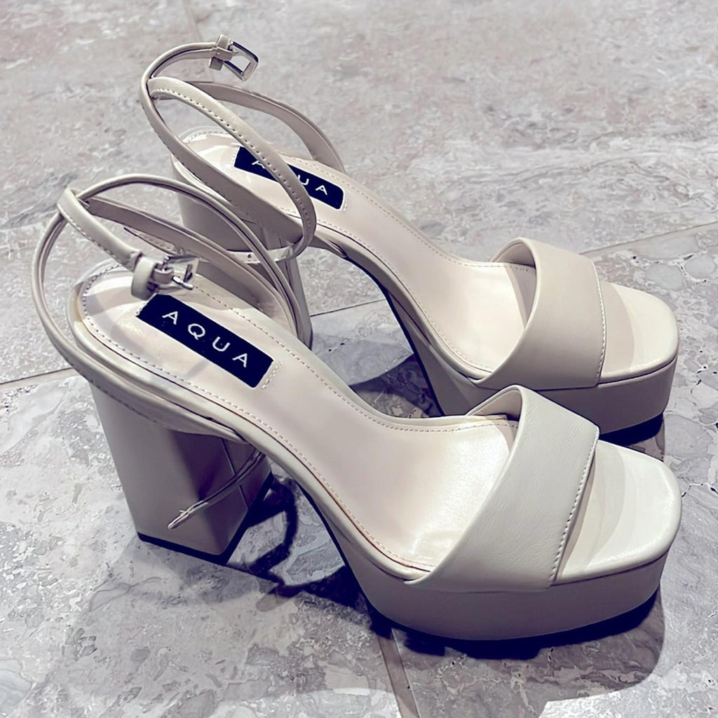 Aqua Bloomingdale’s Cher Ankle Strap Platform High Heel Sandals, Size 9.5 NEW