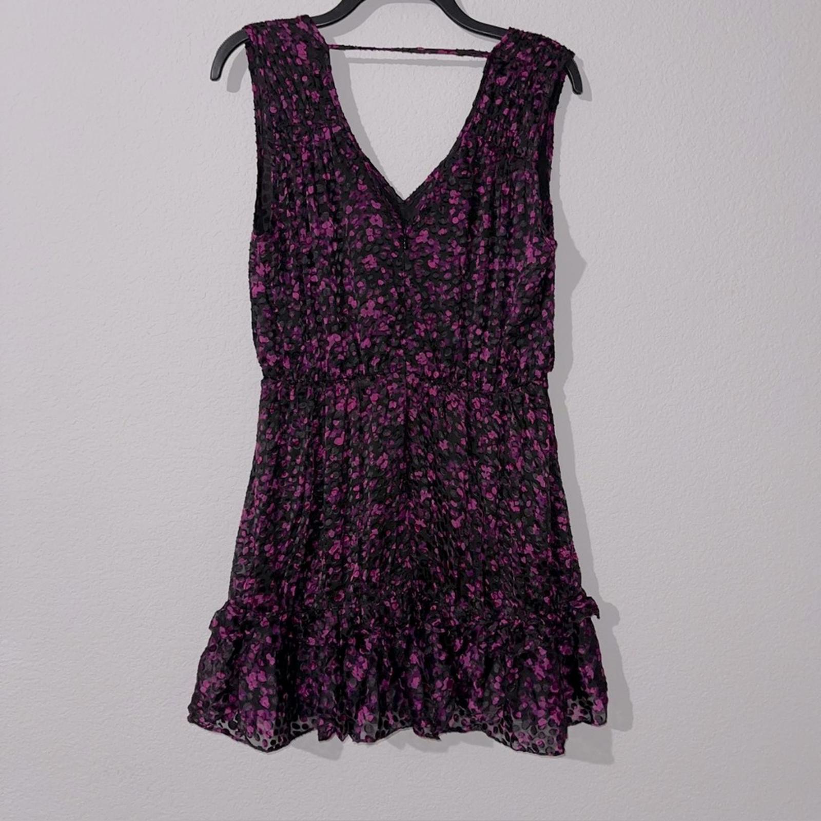 Ramy Brook Romina Printed Mini Cocktail Dress in Plum/Black, Size 6 NWT $495