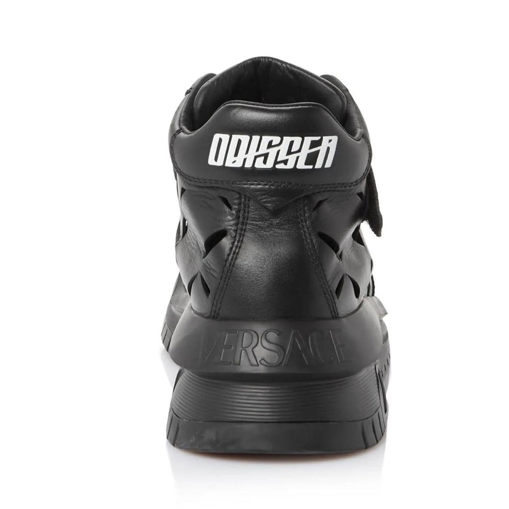 Versace Odissea Calf Leather High-Top Sneakers Black, Size 42 New+Dustbag $1,175
