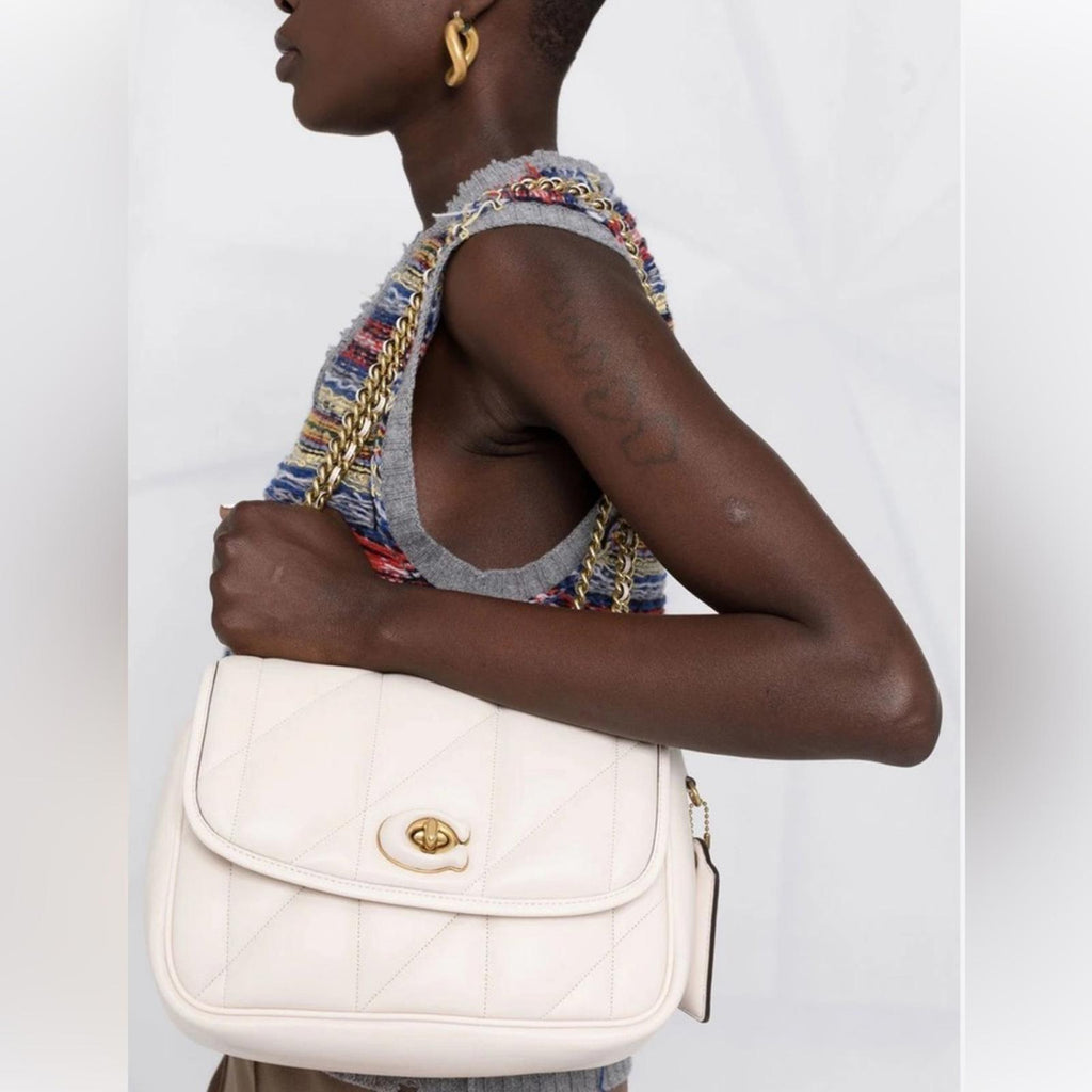 Coach Quilted Pillow Madison Shoulder Bag in Chalk/White