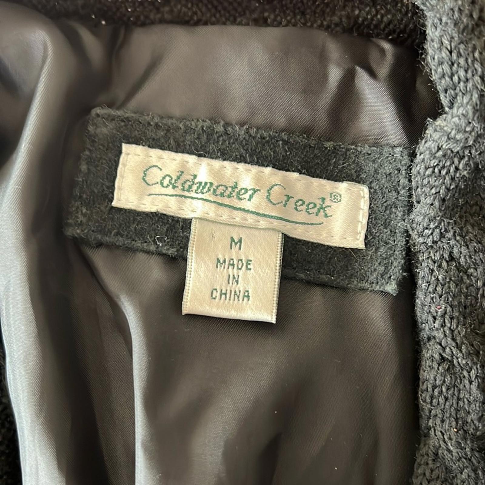 Coldwater Creek Black Suede Leather Jacket Cable Knit, Size M EXCELLENT!
