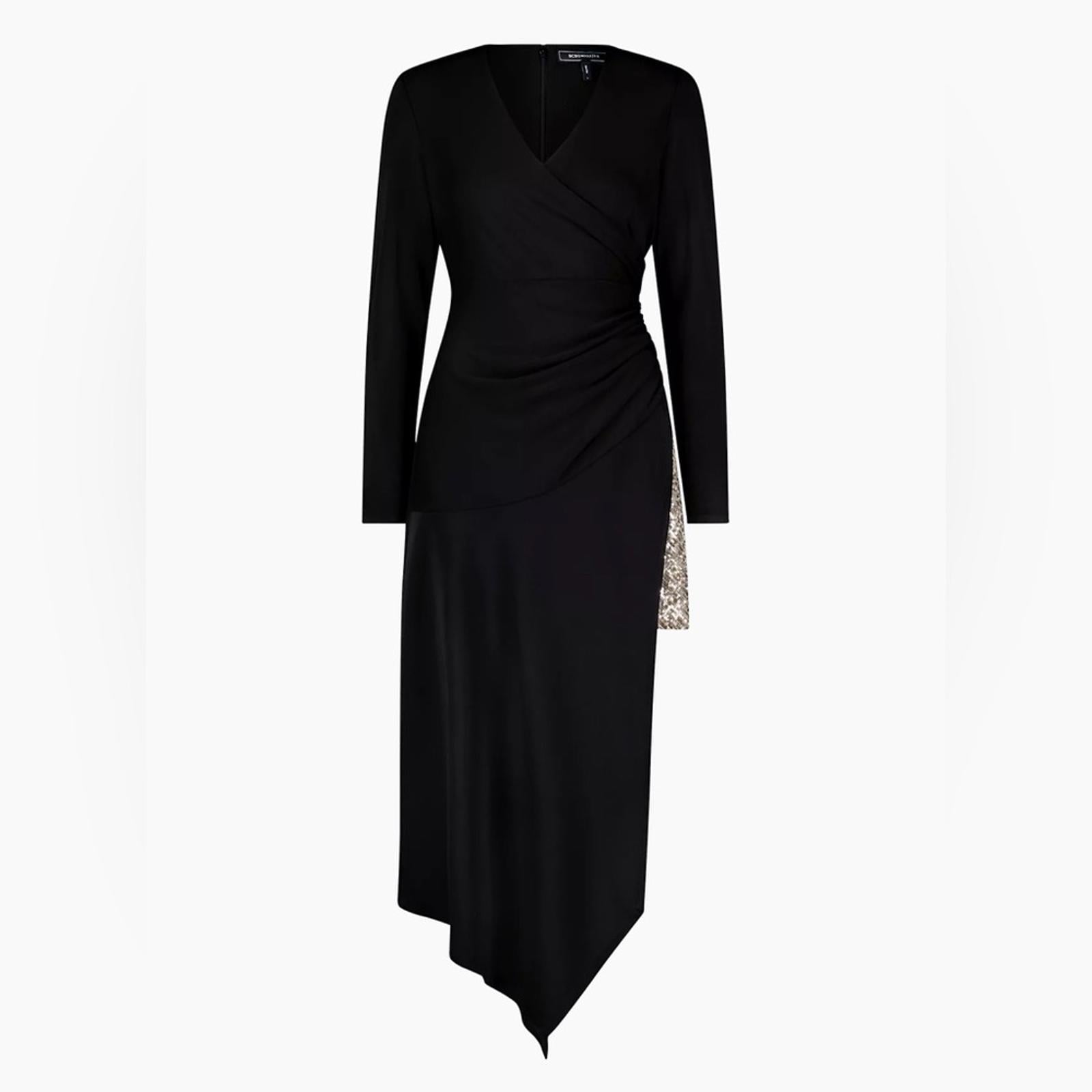 BCBGMaxazria Sequin Asymmetric Midi-Dress, Size 6, New with Tag