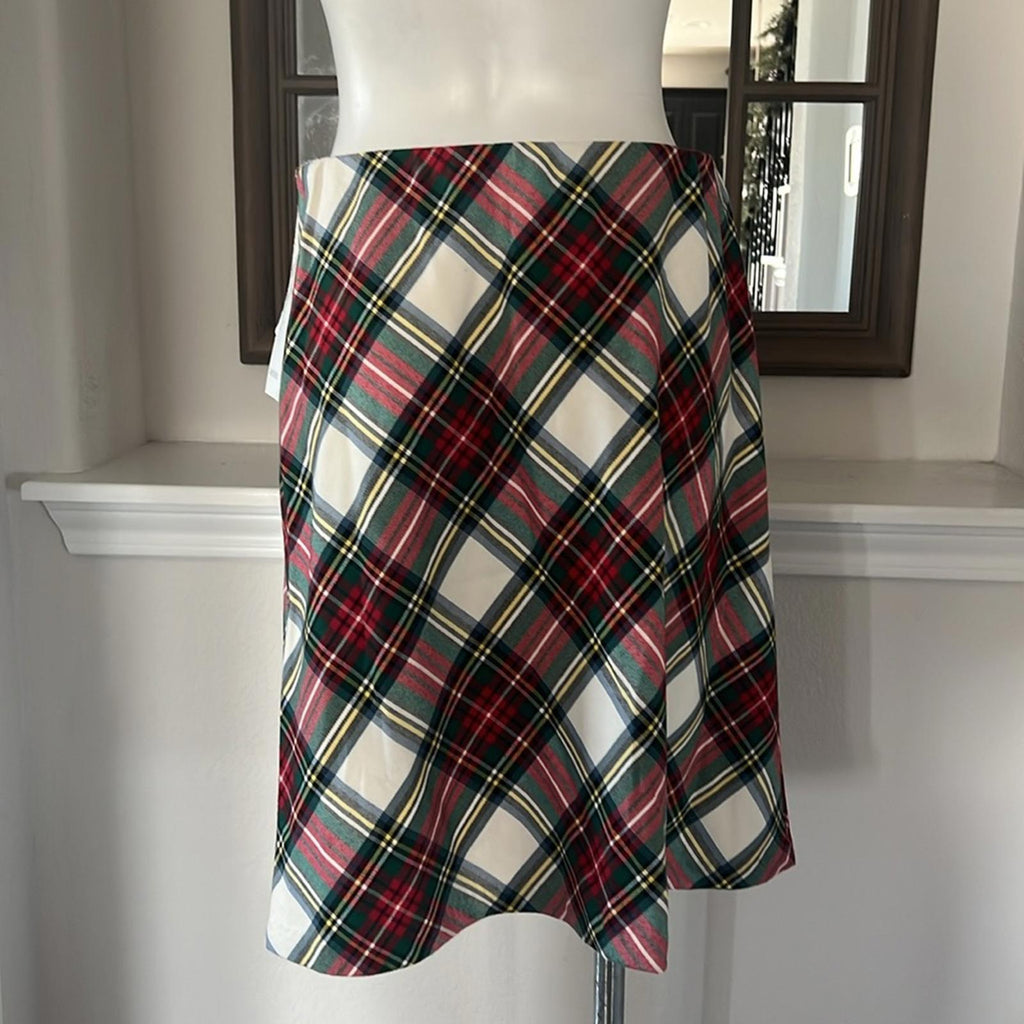Karen Kane Bias Cut Plaid Pencil Skirt, Above Knee Size L New w/Tag Retail $118