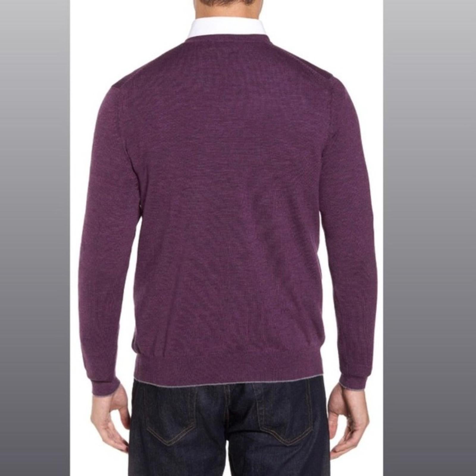 Thomas Dean Merino Wool-Blend Sweater in Purple, V-Neck Size XXL New w/Tag