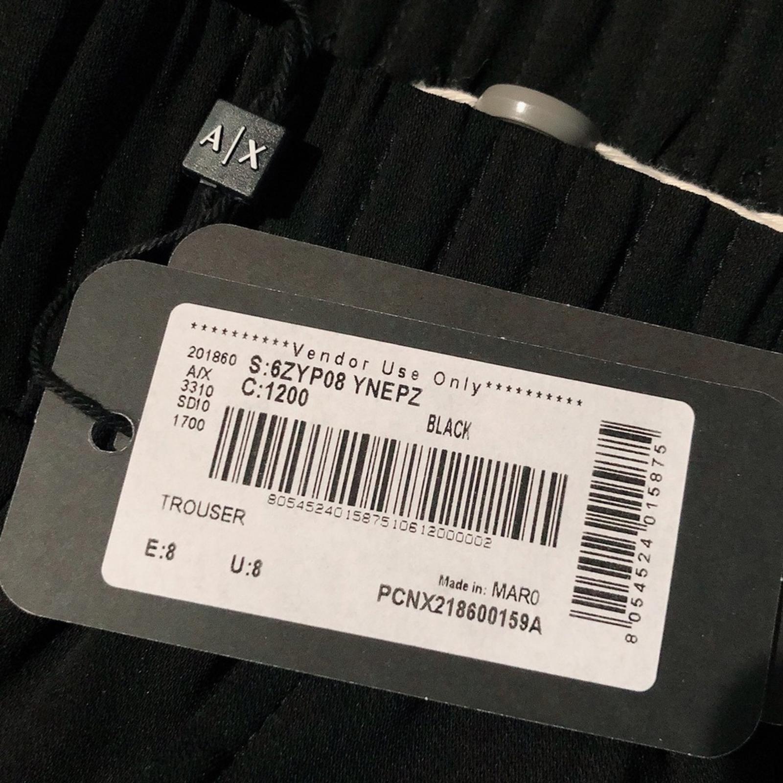 Armani Exchange Black Elastic Waist Trousers, Wide Leg Size 8 NWT Retail $480