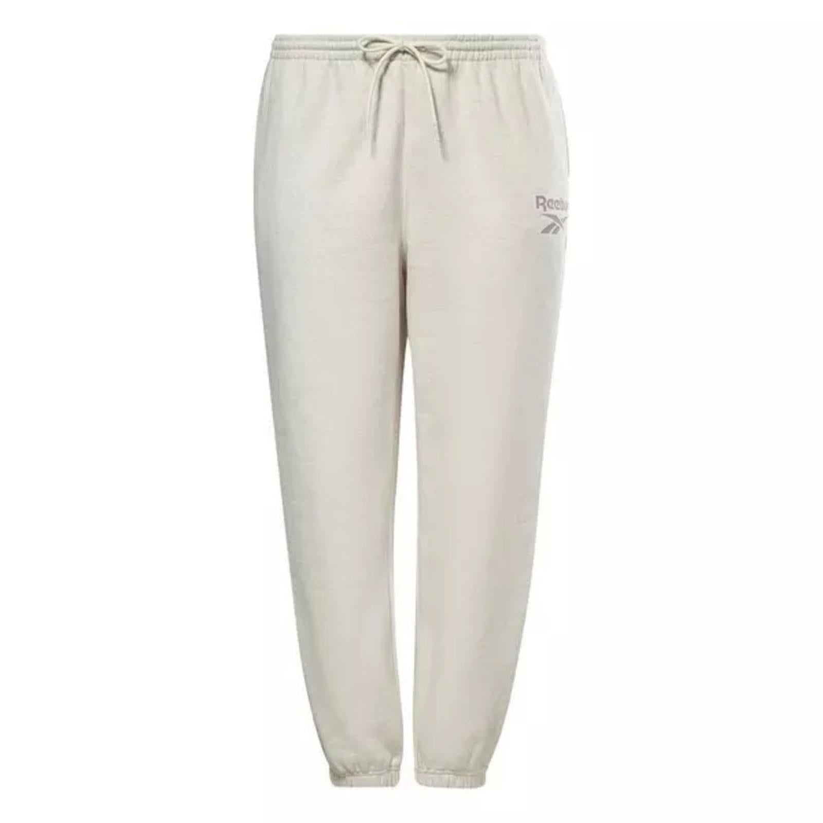 Reebok Identity Logo Fleece Joggers, White Heather Plus Size 1X, New w/Tag
