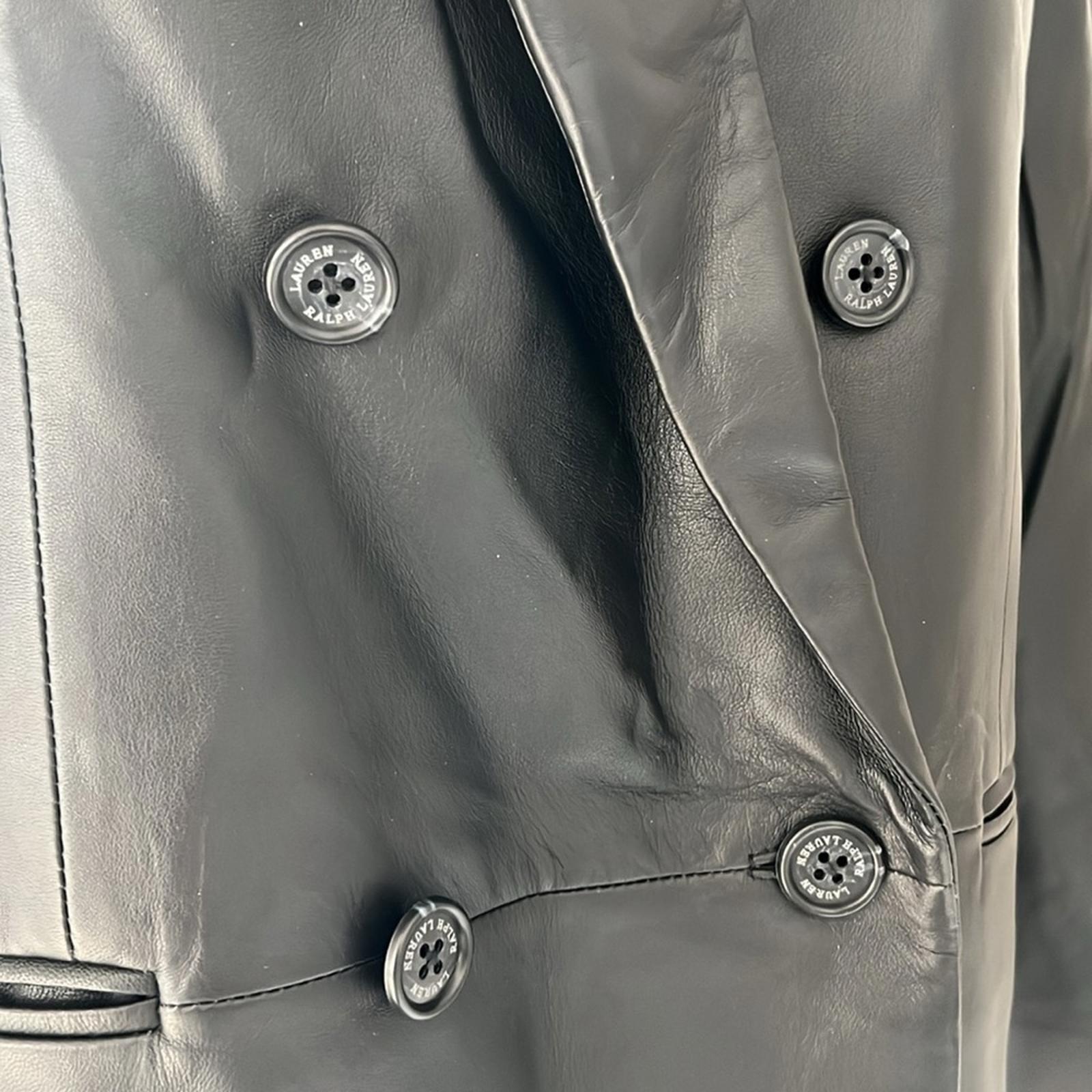 Ralph Lauren Double-Breasted Lambskin Blazer in Black, Size 14 New w/Tag $795