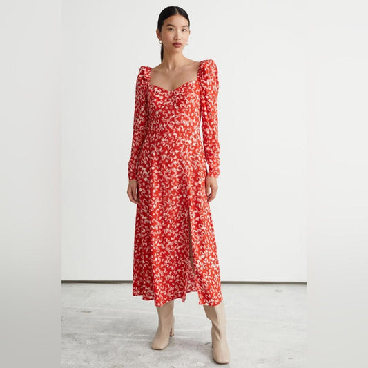 & Other Stories Puff Sleeve Midi Dress, Size 8 New
