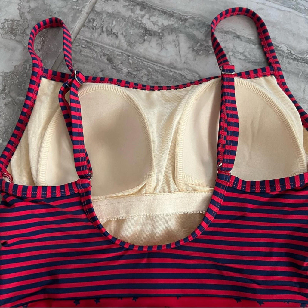Talbots Stars & Stripes One Piece Swimsuit in Red & Blue, Size 8 NEW w/o Tag
