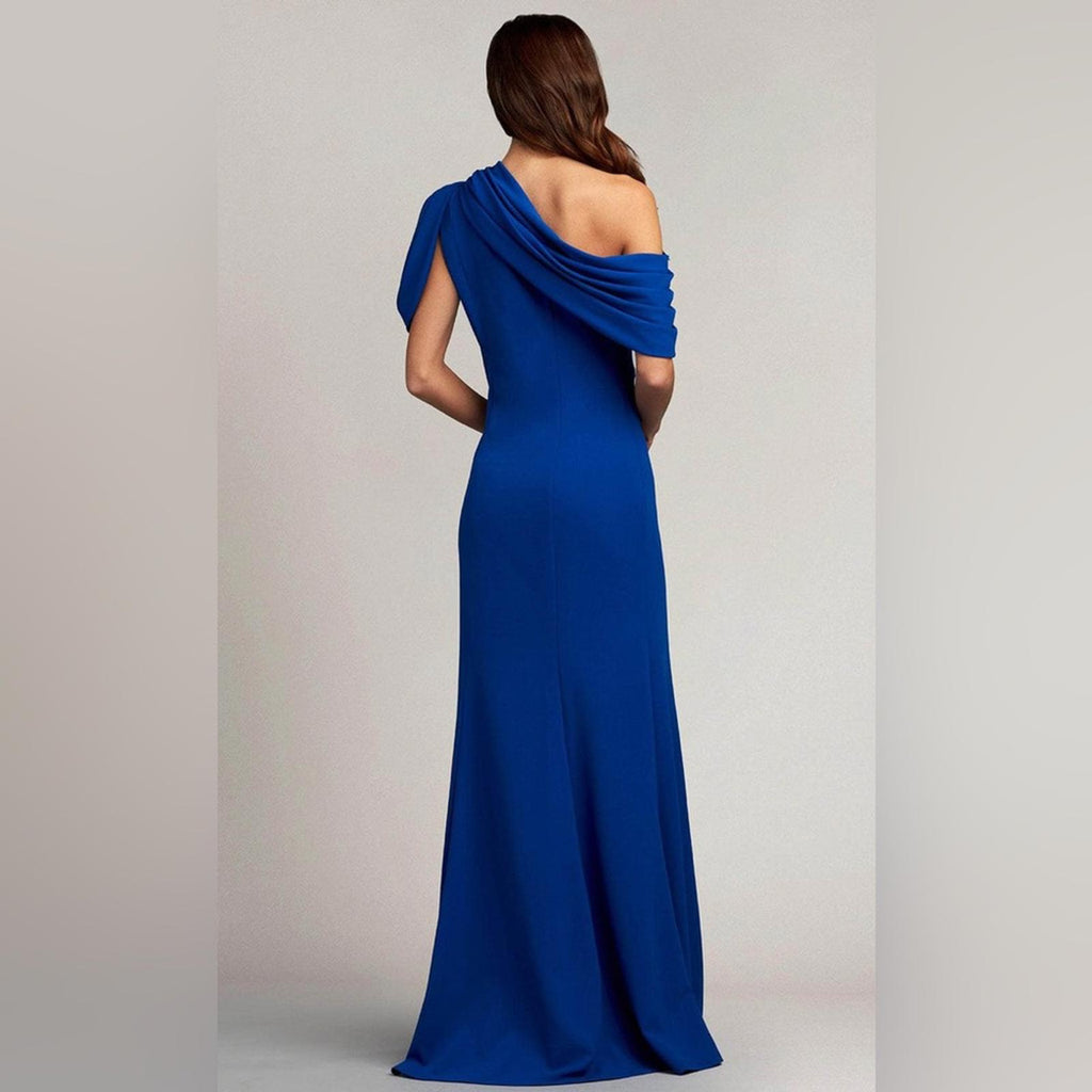 Tadashi Shoji Asymmetrically Pleated Formal Gown, Mystic Blue, Size XL EXCELLENT