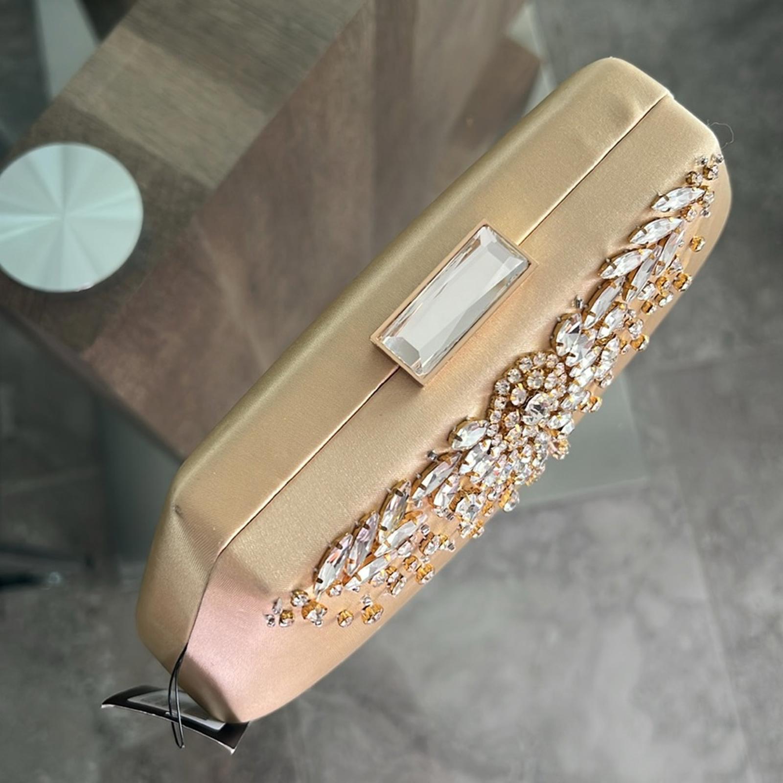 Badgley Mischka Embellished Convertible Clutch in Gold, New with Tag