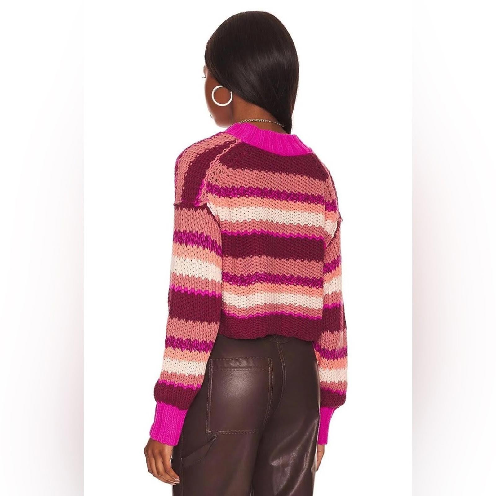 Free People Revolve* Devon Sweater, Fuchsia Rose Combo,  Size L New w/Tag