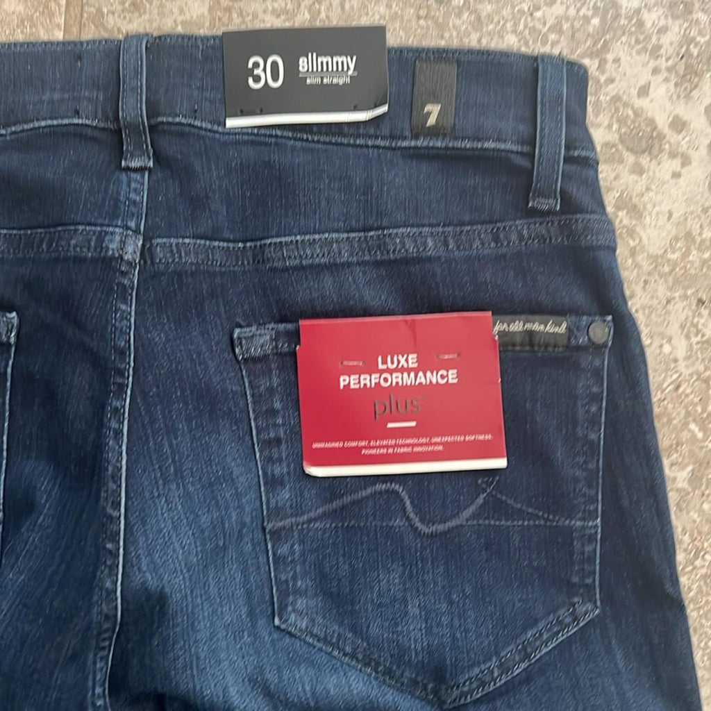 7 For All Mankind Luxe Performance Plus Slimmy Slim Fit Jeans Blue, Size 30 NWT
