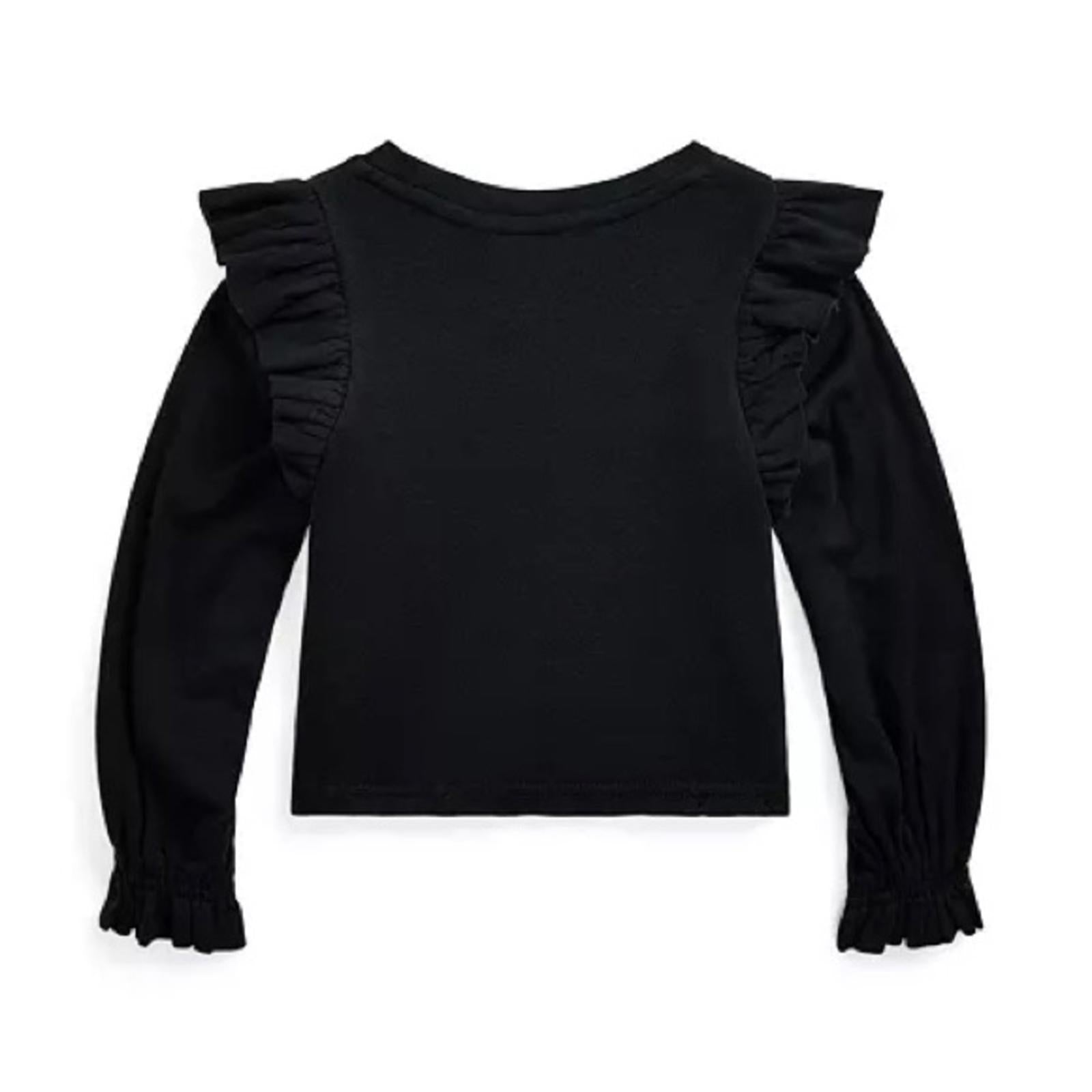 Polo Ralph Lauren Ruffled Cotton-Modal Long-Sleeve Sweatshirt, Size L(12-14) NWT