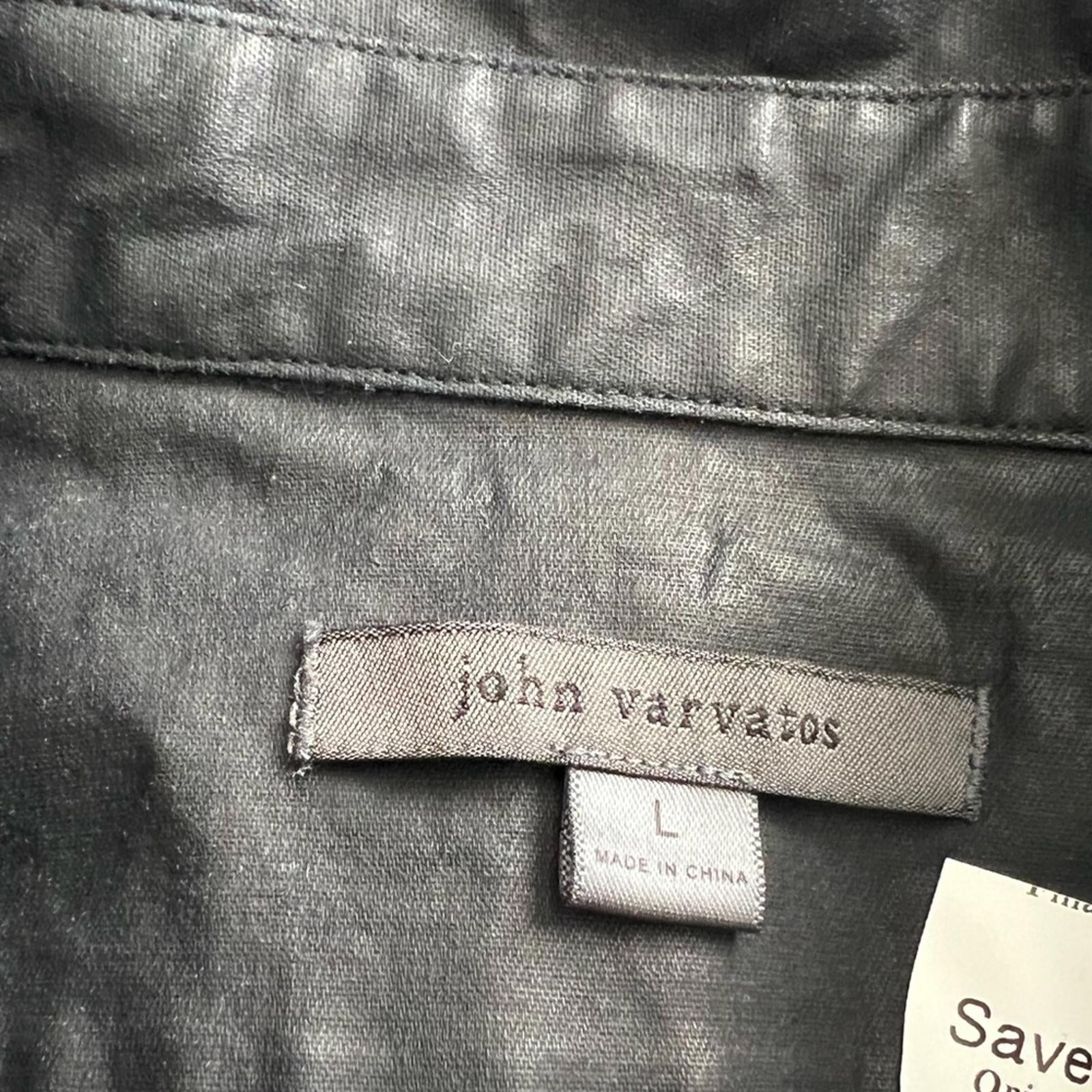 NEW John Varvatos Zill Navy Spread Collar Long Sleeve Shirt, Men's M Retail $498