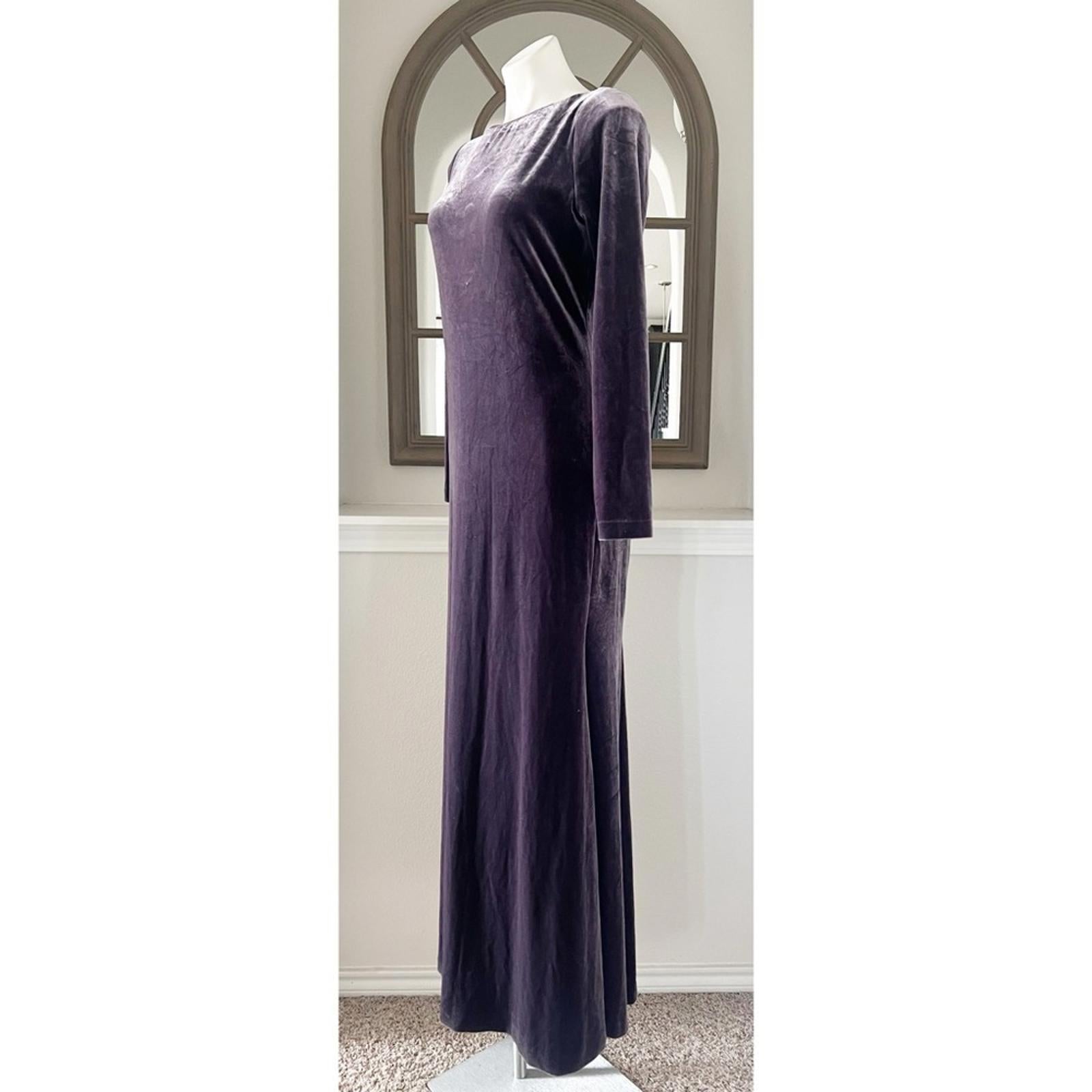 Donna Karan NY Jewel Low Back Velvet Gown in Purple, Size 10 NEW w/Tag $450