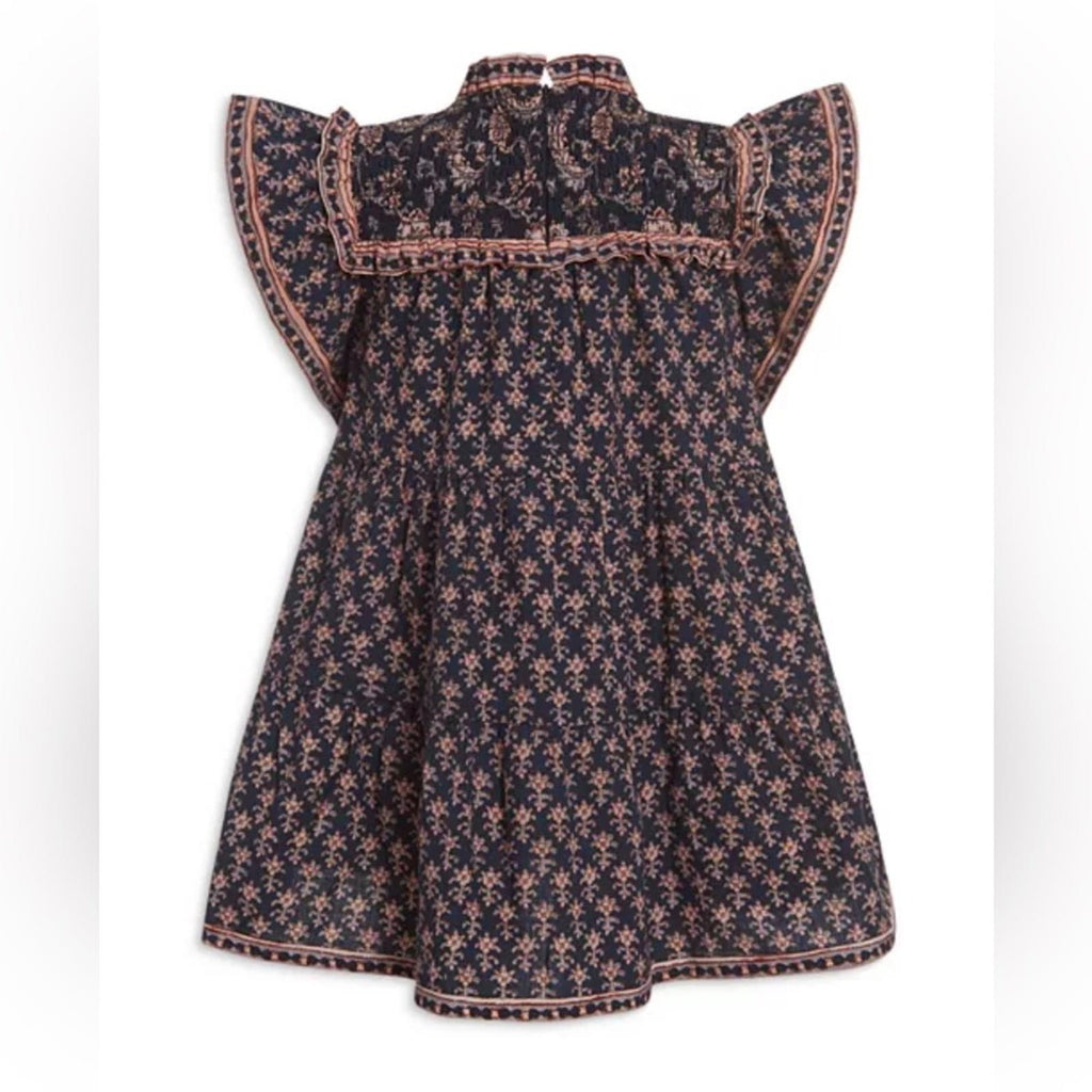 Sea New York Jasper Border Short Sleeve Smocked Dress in Marine, Size 8Y NWT