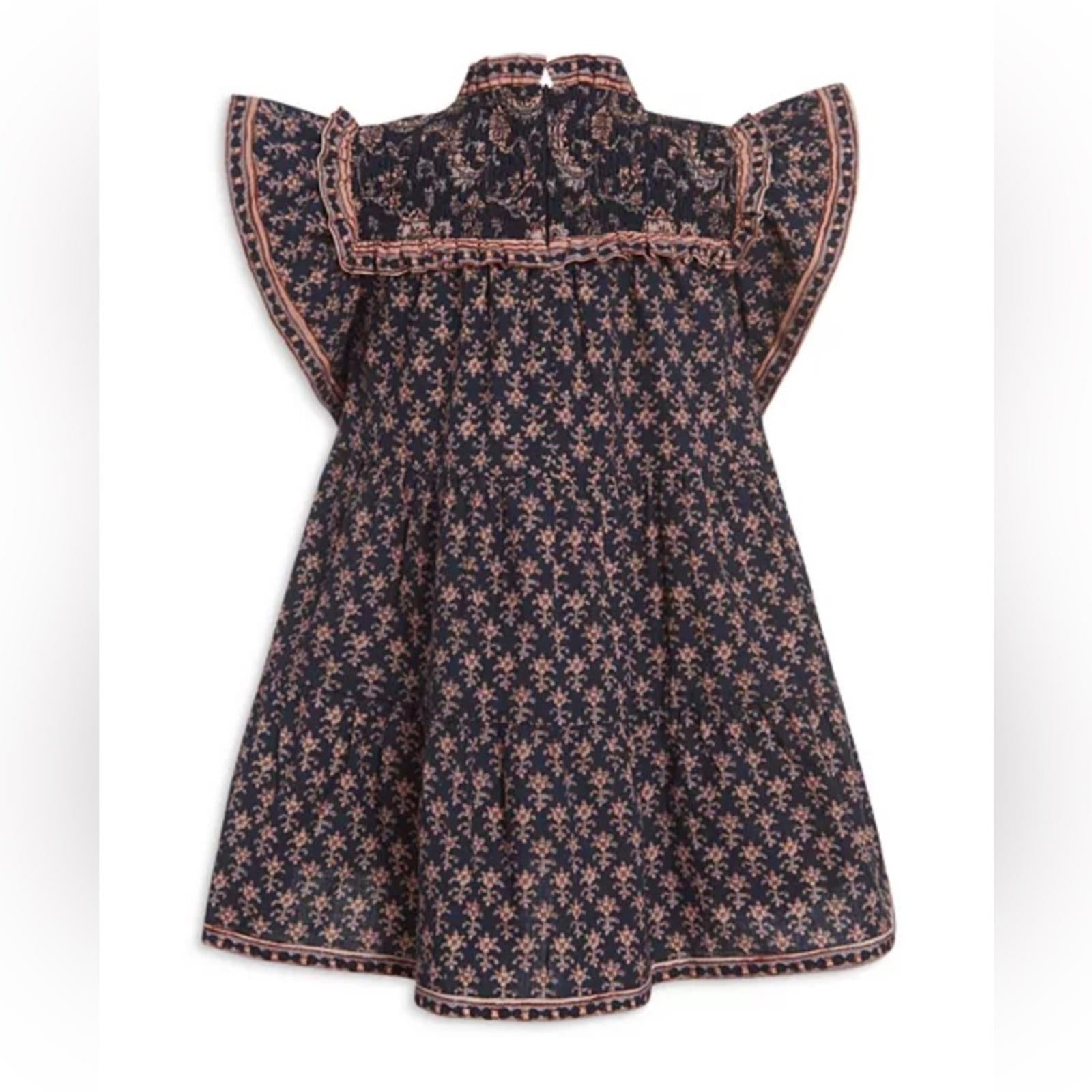 Sea New York Jasper Border Short Sleeve Smocked Dress in Marine, Size 8Y NWT