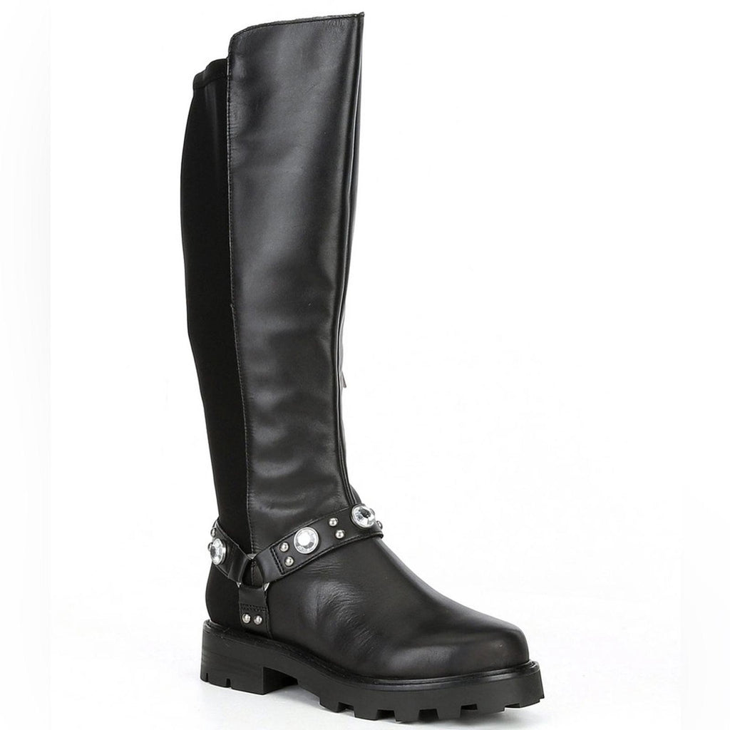 Karl Lagerfeld Milla Tall Leather Lug Sole Riding Boots in Black, Size 8 NEW